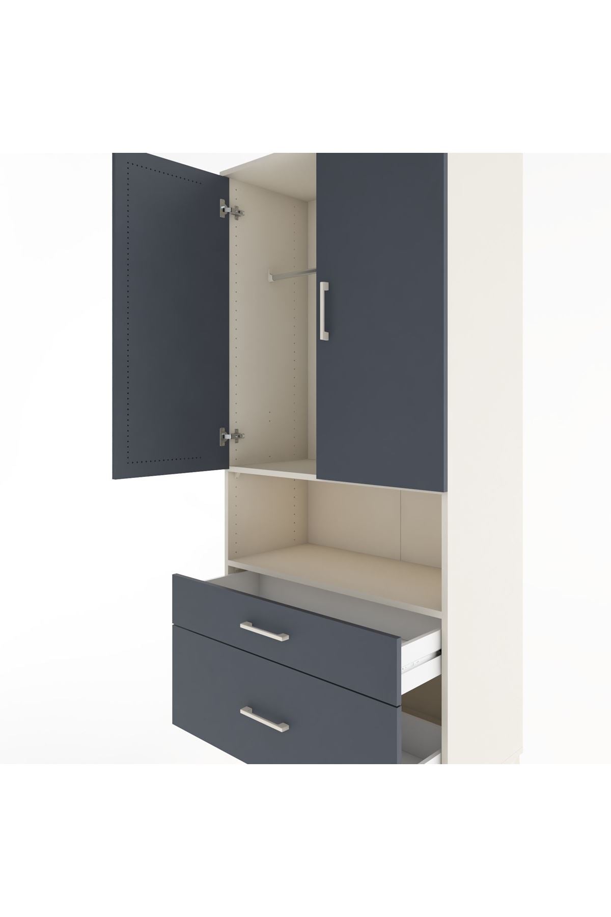 Hyperion Dolap 2 Raflı 2 Çekmeceli Tek Askılı 88x44x195 - S60M027V2B