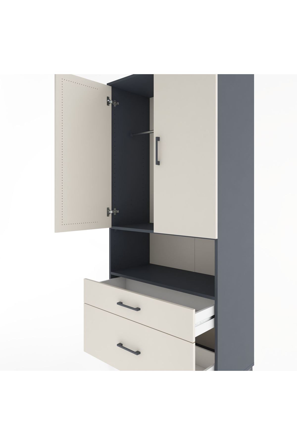 Hyperion Dolap 2 Raflı 2 Çekmeceli Tek Askılı 88x44x195 - S60M027V4B
