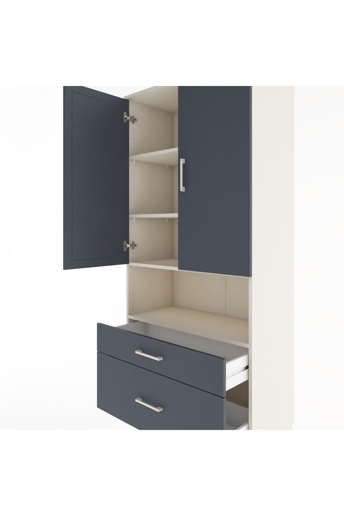 Hyperion Dolap 4 Raflı 2 Çekmeceli 2 Kapaklı 88x44x195 - S60M028V2B
