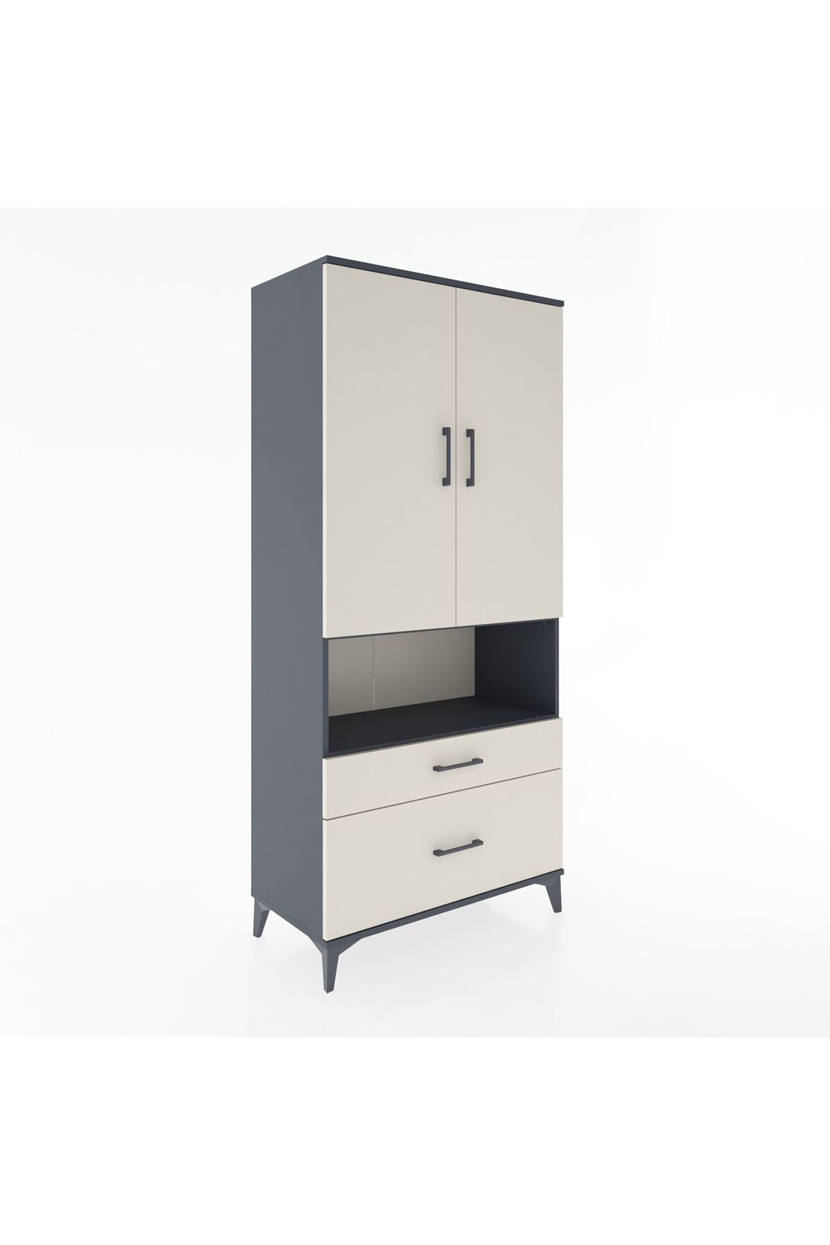 Hyperion Dolap 4 Raflı 2 Çekmeceli 2 Kapaklı 88x44x195 - S60M028V4B