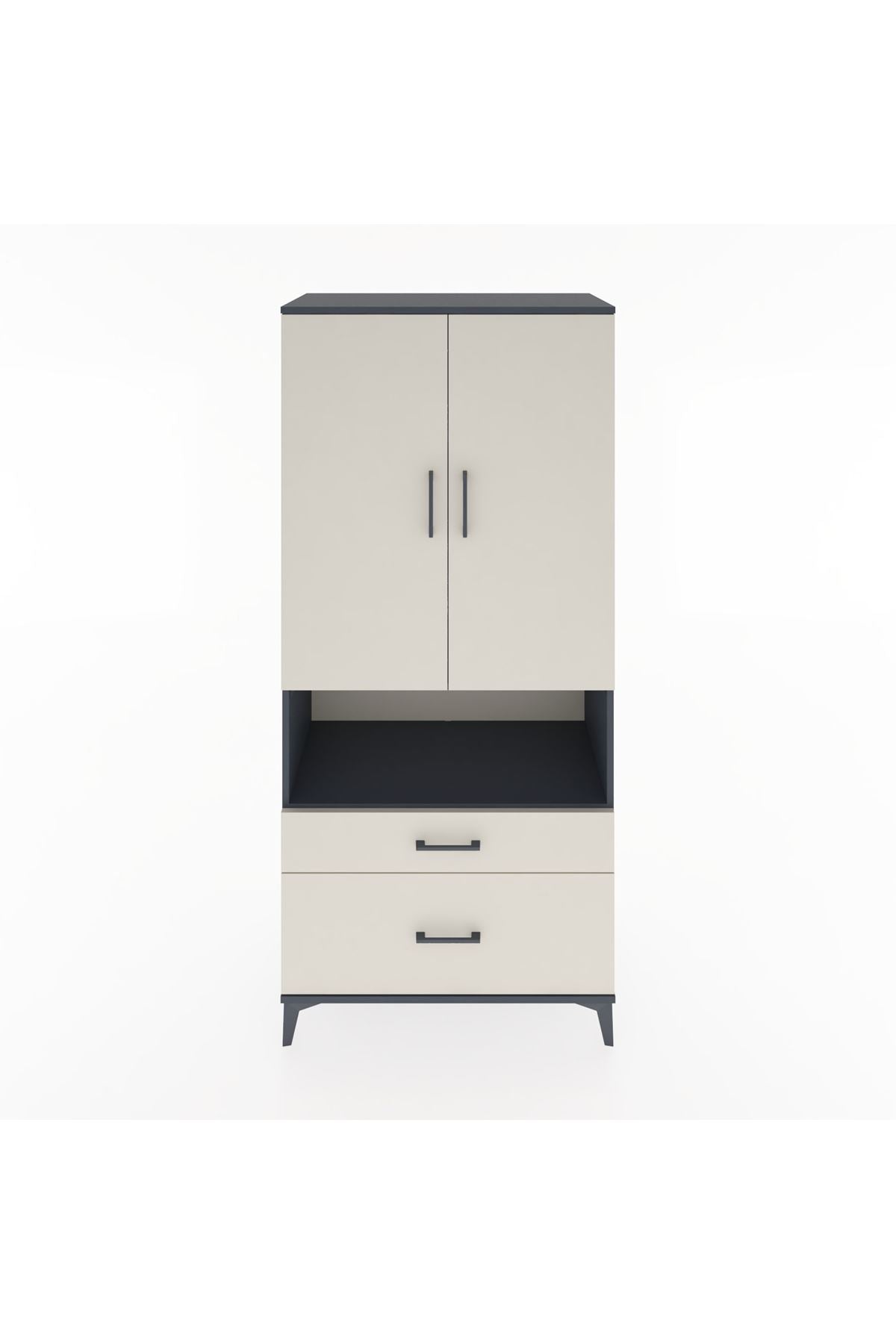 Hyperion Dolap 4 Raflı 2 Çekmeceli 2 Kapaklı 88x44x195 - S60M028V4B