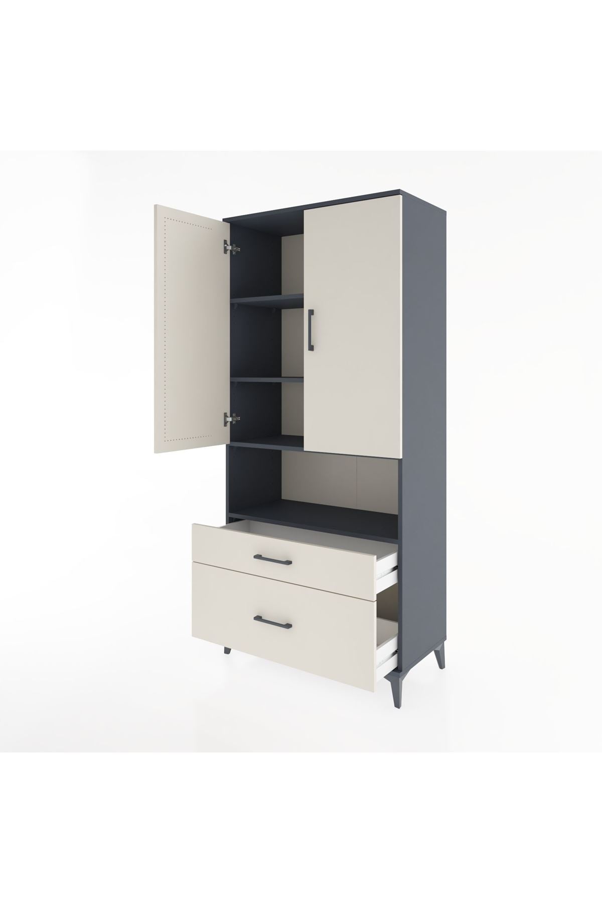 Hyperion Dolap 4 Raflı 2 Çekmeceli 2 Kapaklı 88x44x195 - S60M028V4B