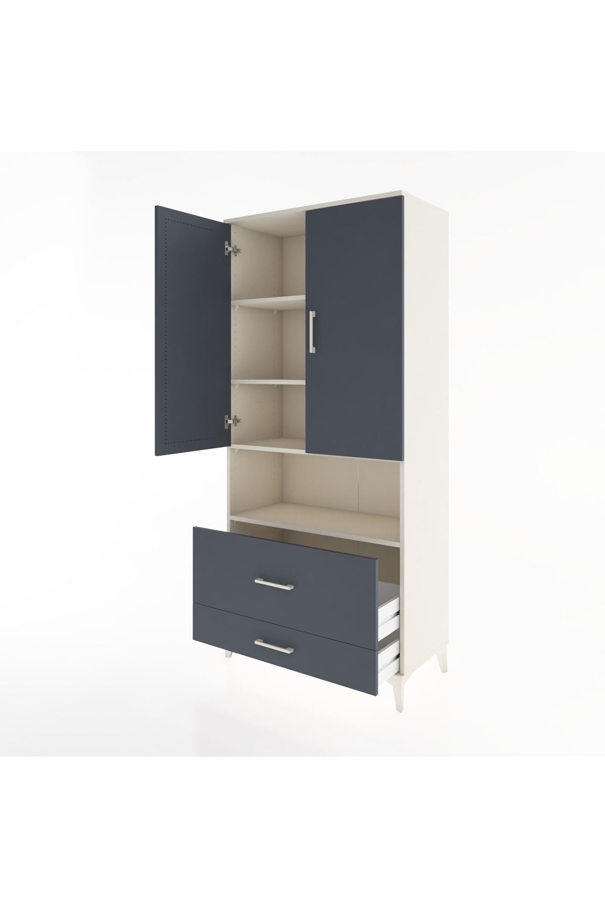 Hyperion Dolap 4 Raflı 2 Çekmeceli 2 Kapaklı 88x44x195 - S60M030V2B