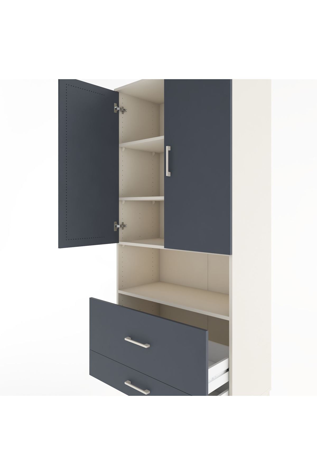 Hyperion Dolap 4 Raflı 2 Çekmeceli 2 Kapaklı 88x44x195 - S60M030V2B
