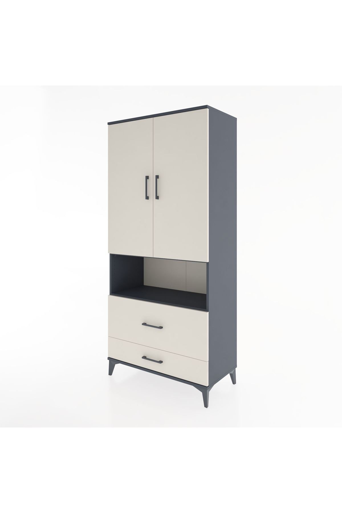 Hyperion Dolap 4 Raflı 2 Çekmeceli 2 Kapaklı 88x44x195 - S60M030V4B