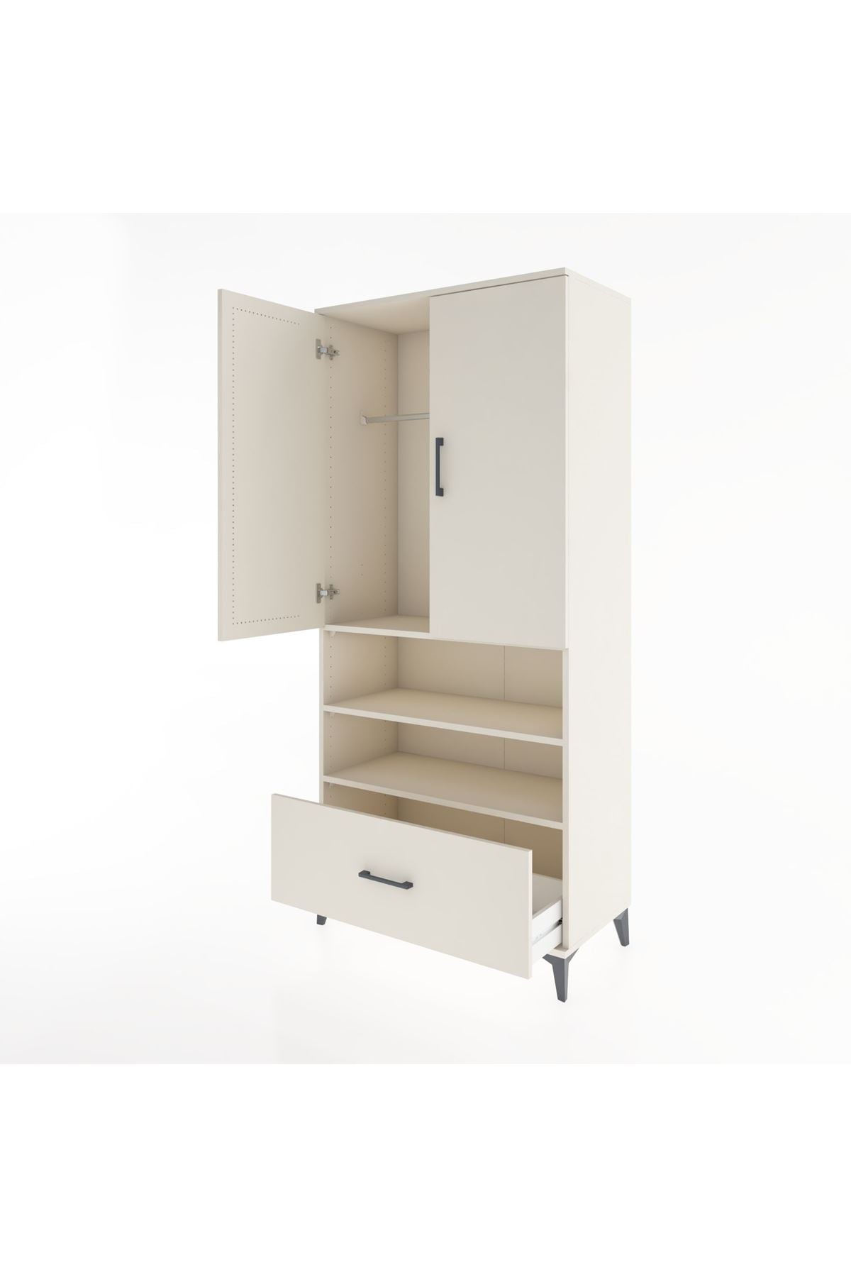 Hyperion Dolap 3 Raflı Tek Çekmeceli Tek Askılı 88x44x195 - S60M031V1B