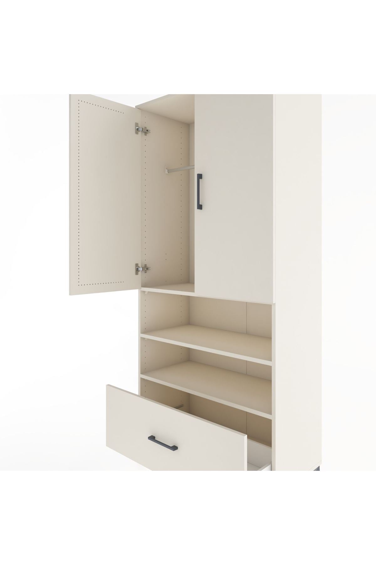 Hyperion Dolap 3 Raflı Tek Çekmeceli Tek Askılı 88x44x195 - S60M031V1B