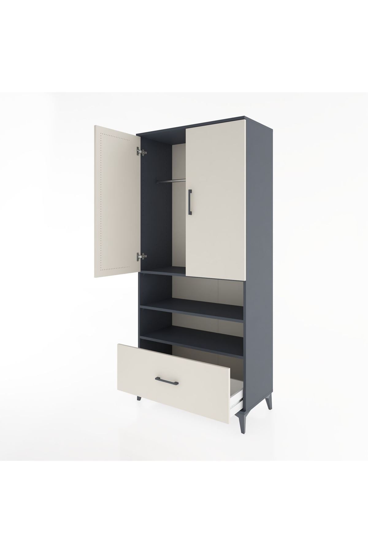 Hyperion Dolap 3 Raflı Tek Çekmeceli Tek Askılı 88x44x195 - S60M031V4B