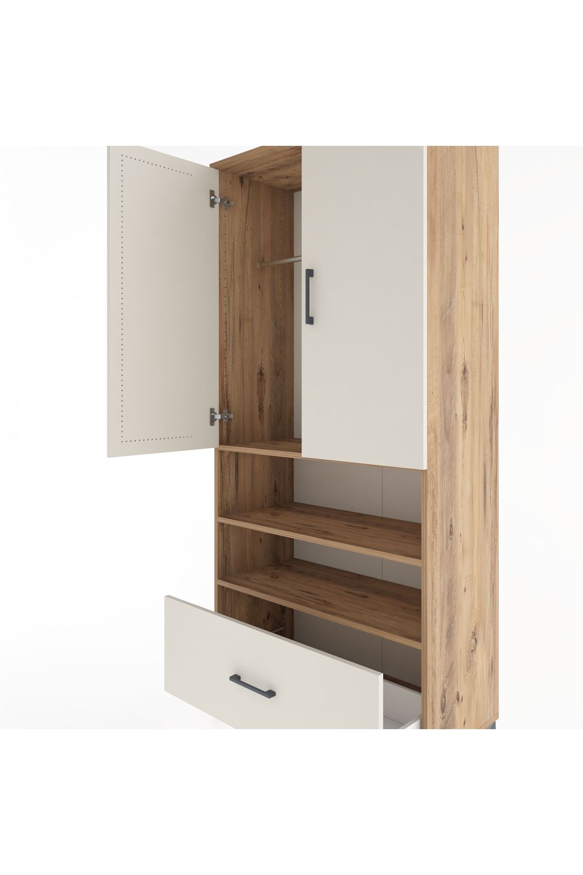 Hyperion Dolap 3 Raflı Tek Çekmeceli Tek Askılı 88x44x195 - S60M031V7B