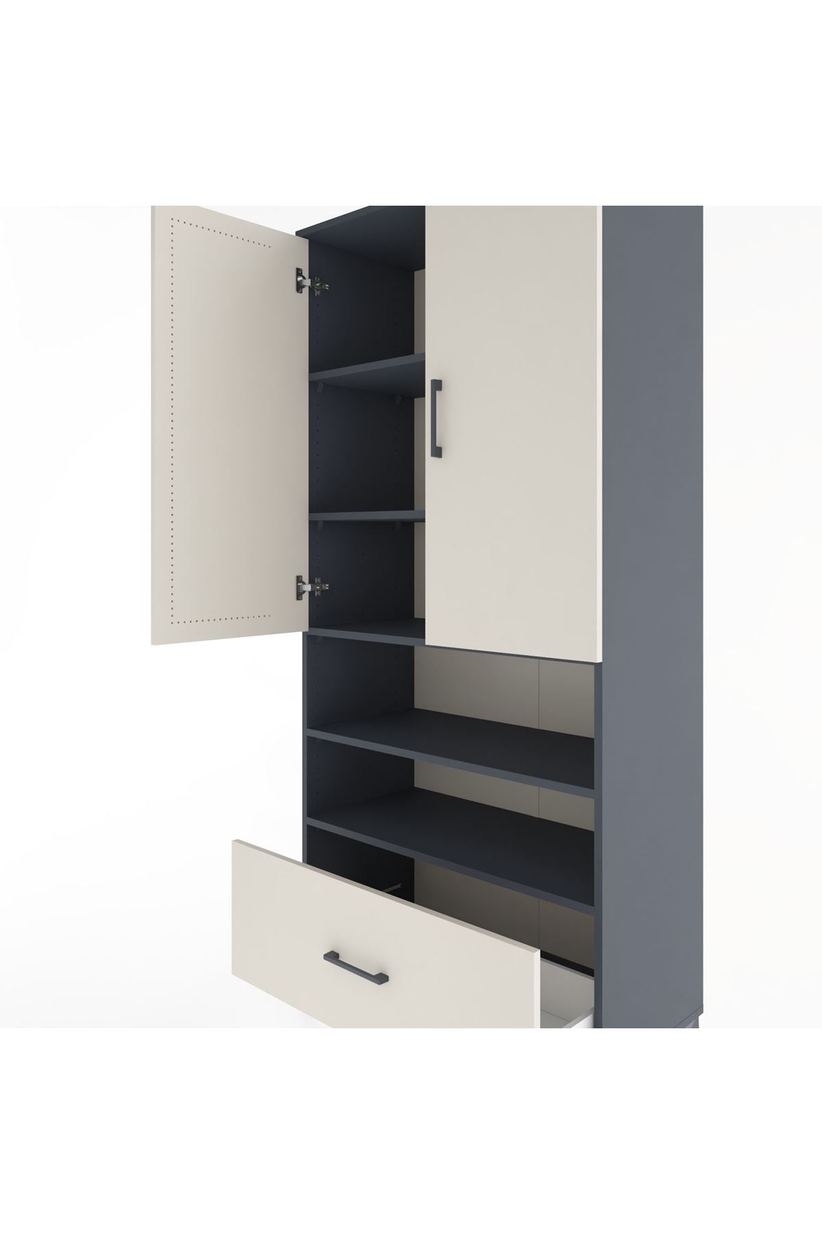 Hyperion Dolap 5 Raflı Tek Çekmeceli 2 Kapaklı 88x44x195 - S60M032V4B
