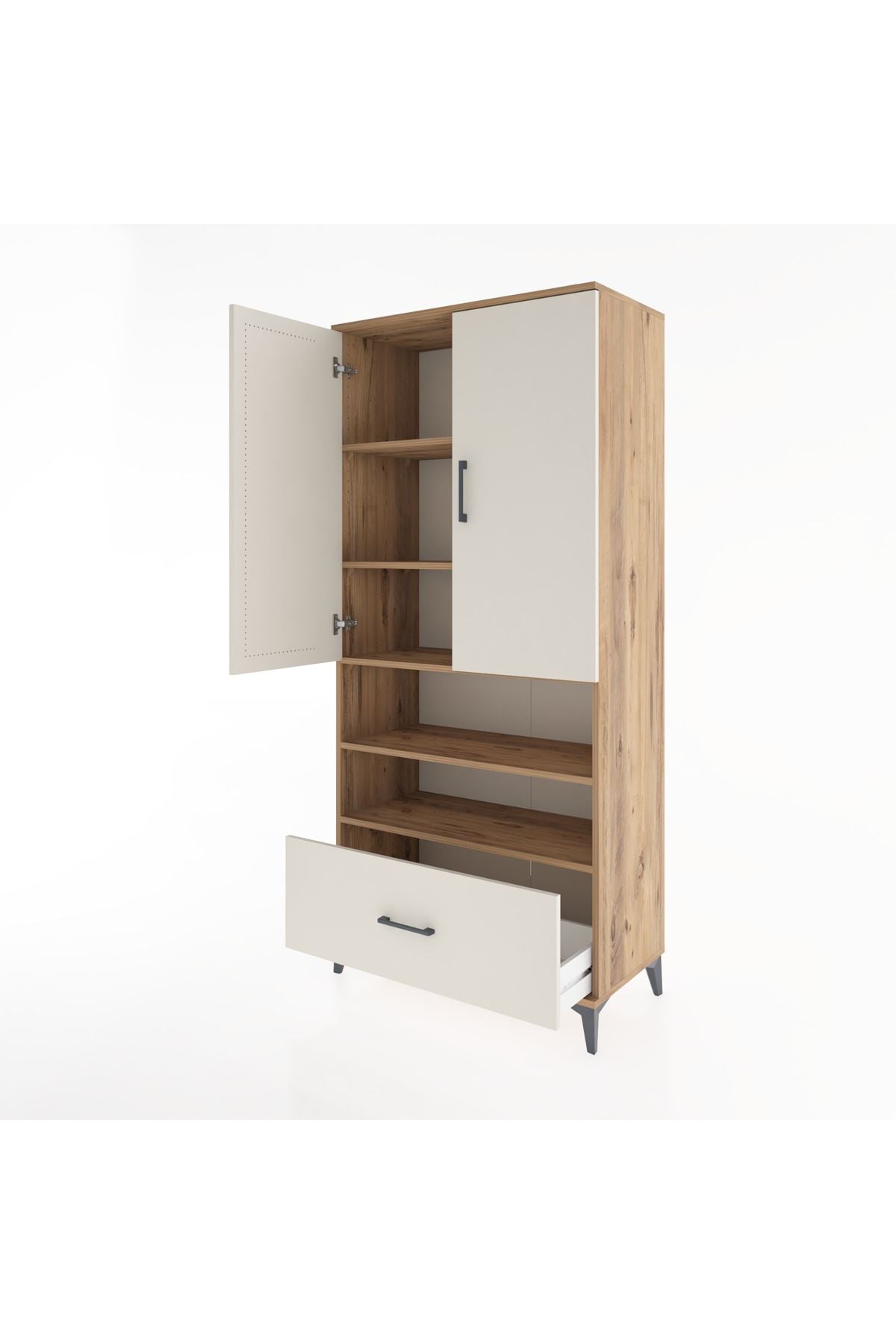 Hyperion Dolap 5 Raflı Tek Çekmeceli 2 Kapaklı 88x44x195 - S60M032V7B
