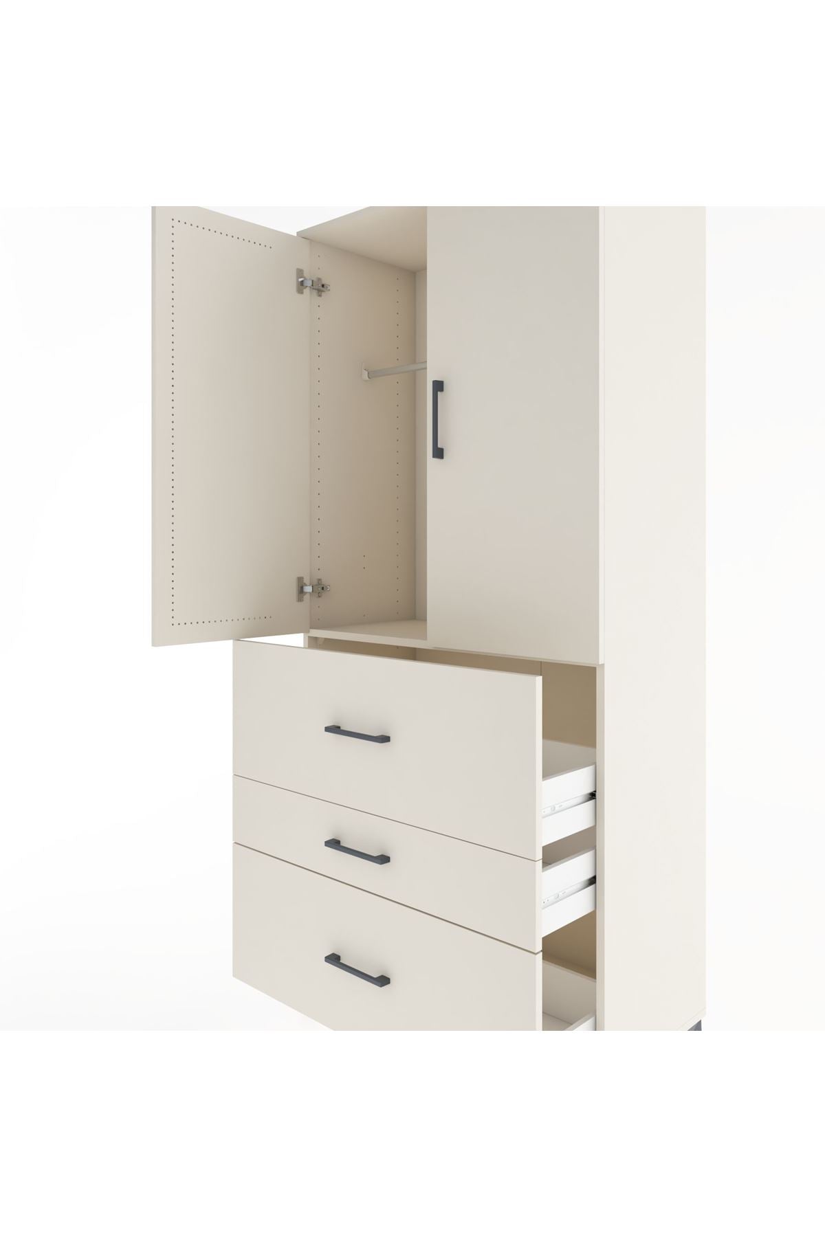 Hyperion Dolap Tek Raflı 3 Çekmeceli Tek Askılı 88x44x195 - S60M033V1B