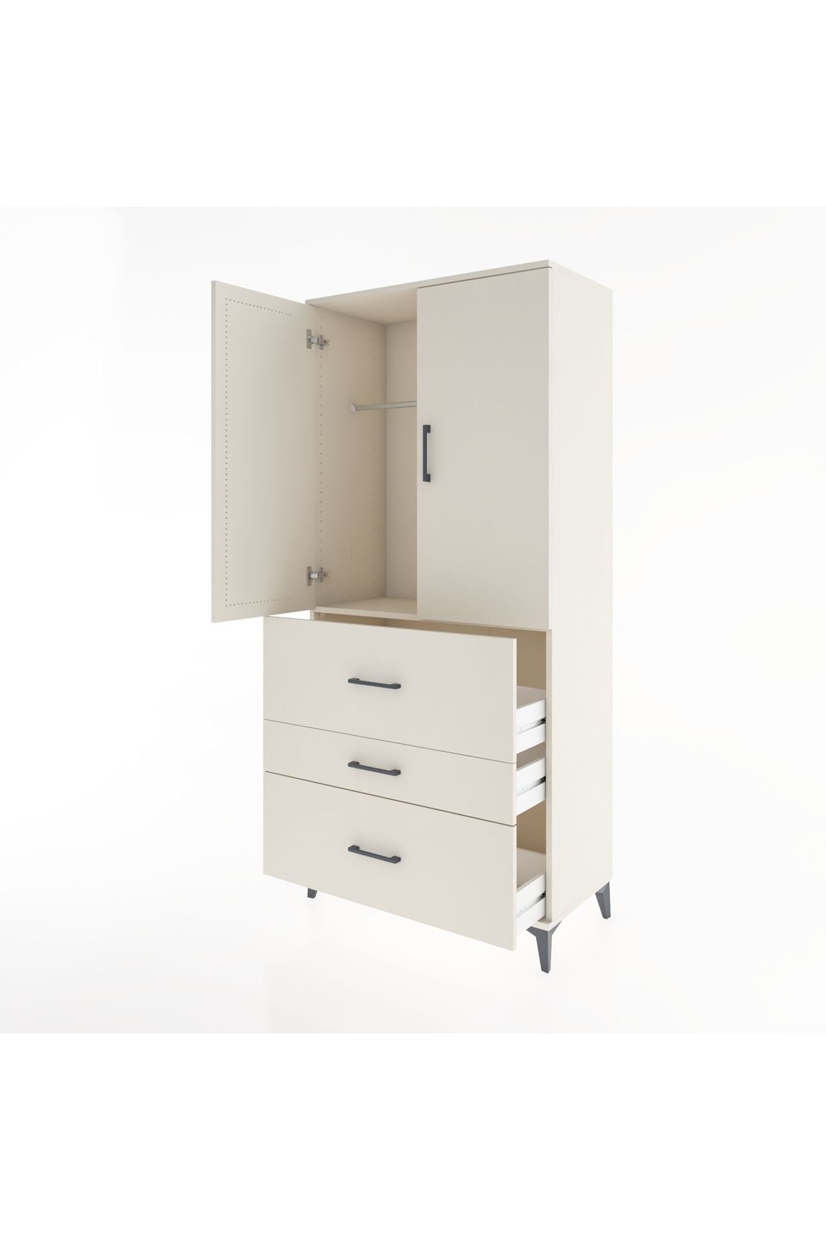 Hyperion Dolap Tek Raflı 3 Çekmeceli Tek Askılı 88x44x195 - S60M033V1B