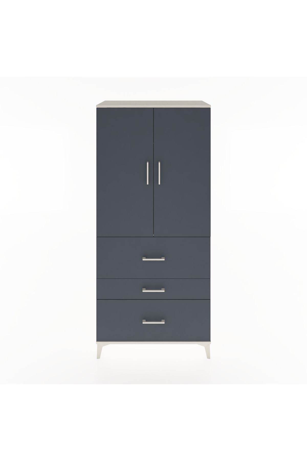Hyperion Dolap Tek Raflı 3 Çekmeceli Tek Askılı 88x44x195 - S60M033V2B