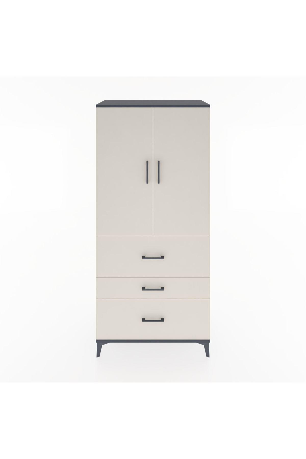 Hyperion Dolap Tek Raflı 3 Çekmeceli Tek Askılı 88x44x195 - S60M033V4B