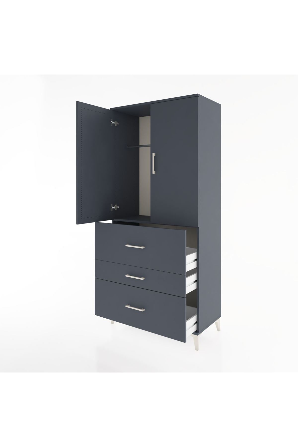 Hyperion Dolap Tek Raflı 3 Çekmeceli Tek Askılı 88x44x195 - S60M033V5B