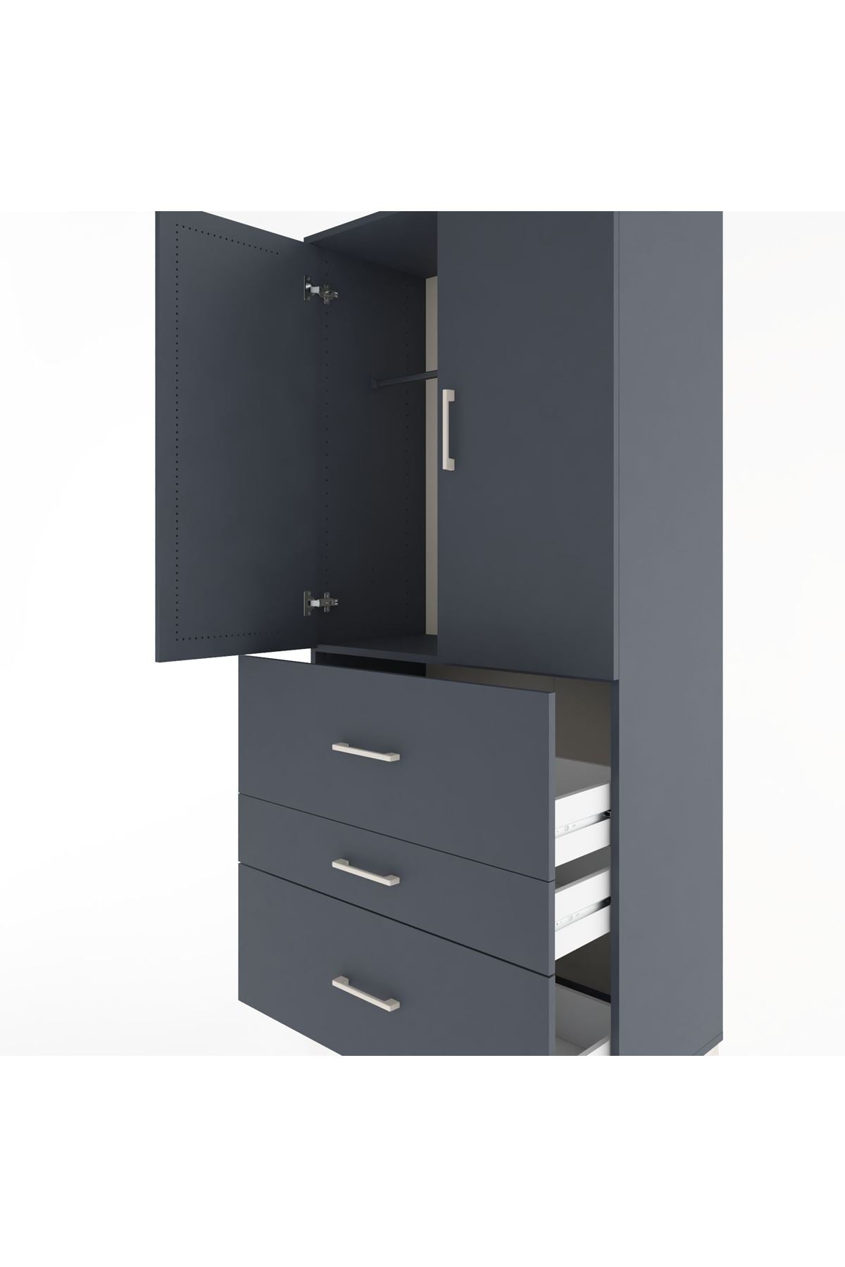 Hyperion Dolap Tek Raflı 3 Çekmeceli Tek Askılı 88x44x195 - S60M033V5B