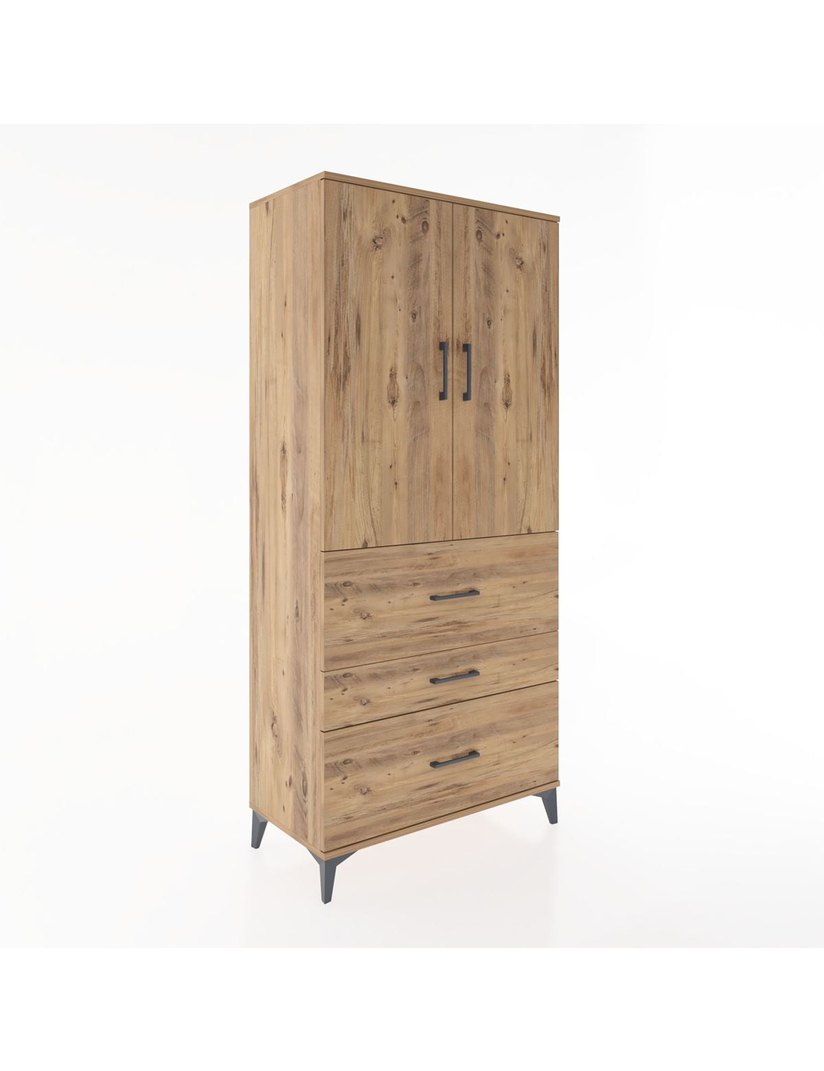 Hyperion Dolap Tek Raflı 3 Çekmeceli Tek Askılı 88x44x195 - S60M033V9B