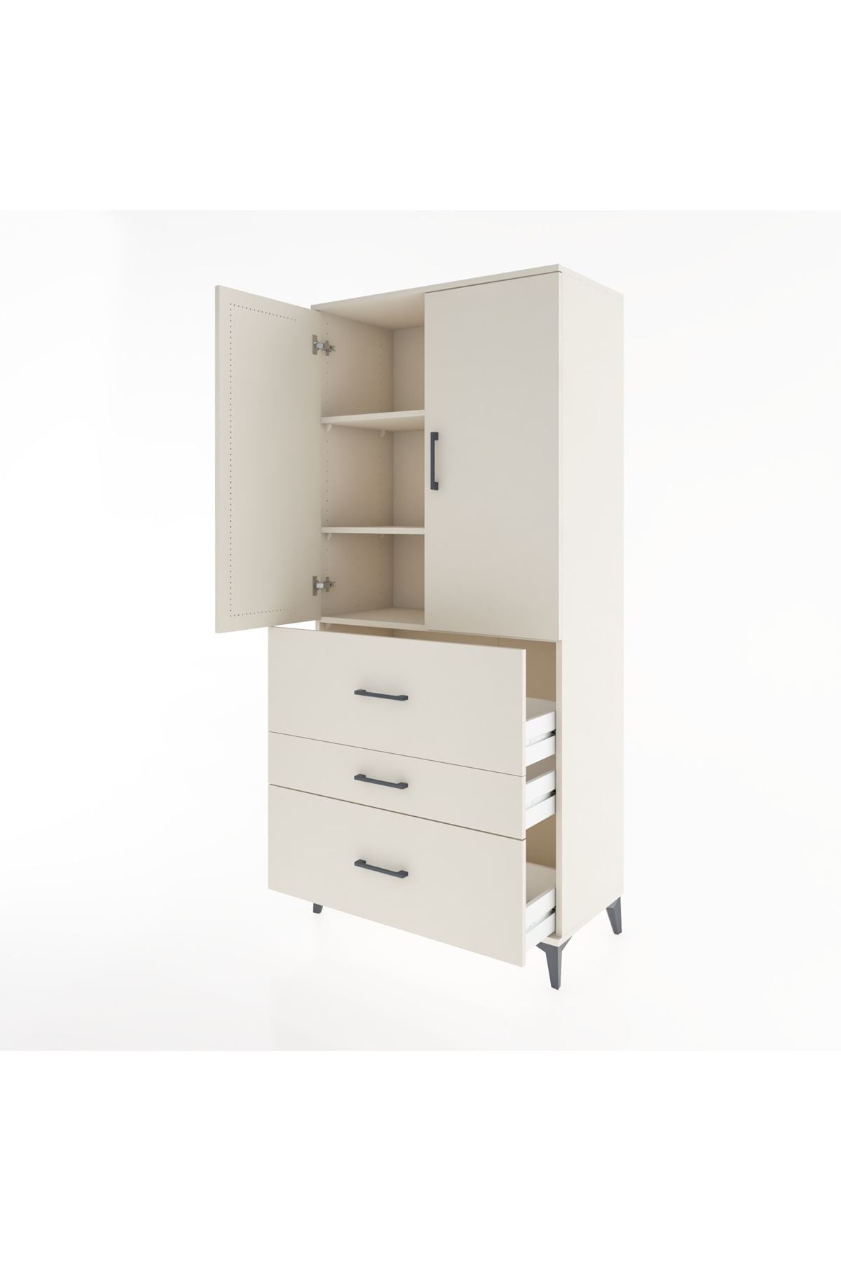 Hyperion Dolap 3 Raflı 3 Çekmeceli 2 Kapaklı 88x44x195 - S60M034V1B