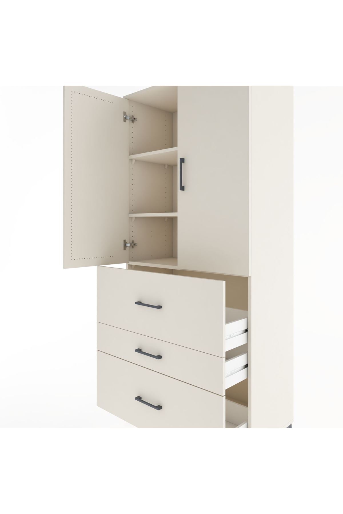 Hyperion Dolap 3 Raflı 3 Çekmeceli 2 Kapaklı 88x44x195 - S60M034V1B