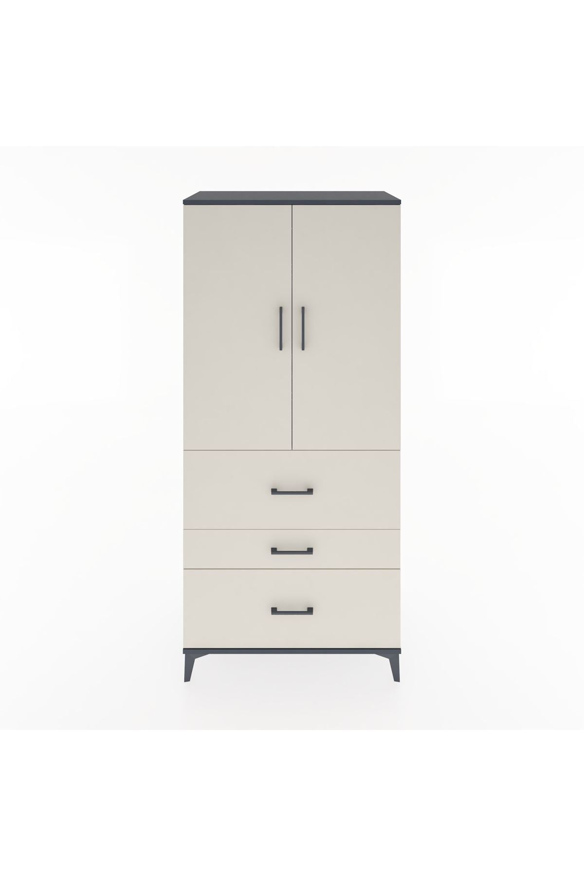 Hyperion Dolap 3 Raflı 3 Çekmeceli 2 Kapaklı 88x44x195 - S60M034V4B