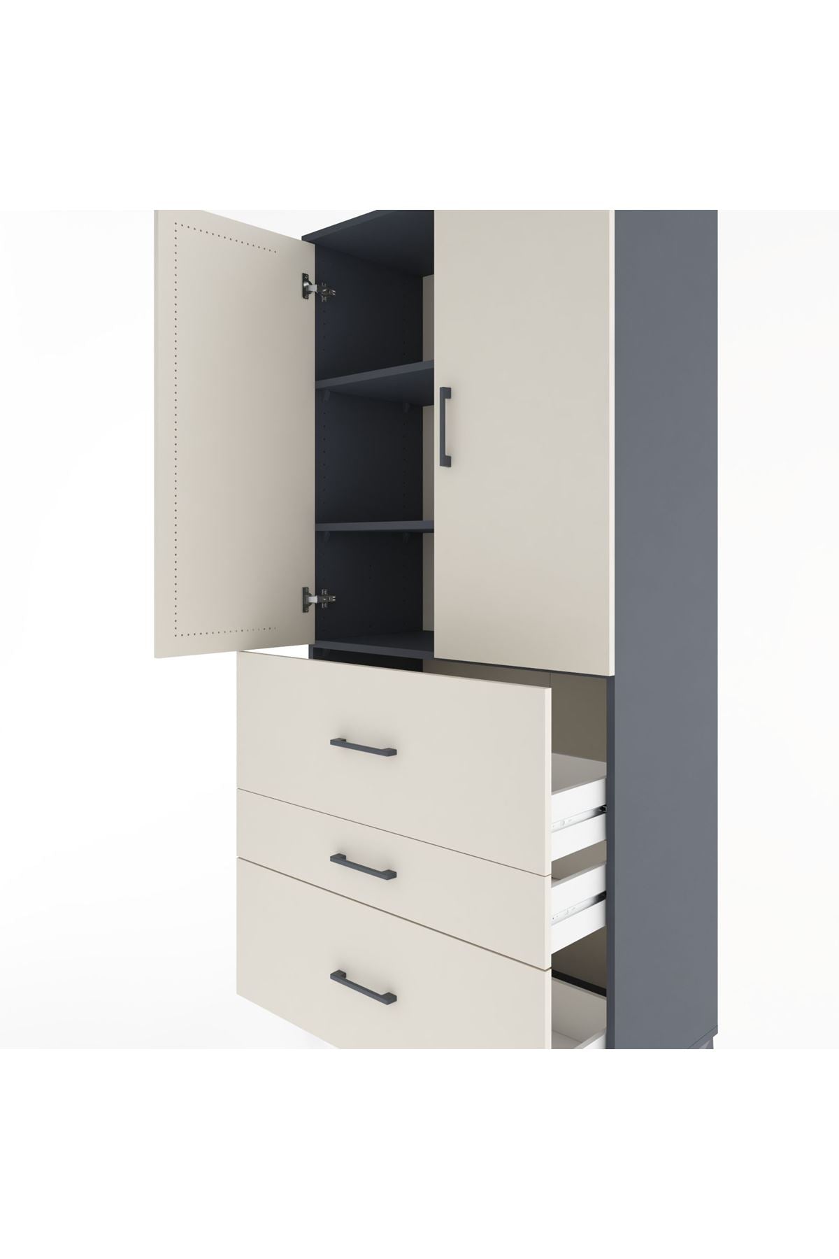 Hyperion Dolap 3 Raflı 3 Çekmeceli 2 Kapaklı 88x44x195 - S60M034V4B