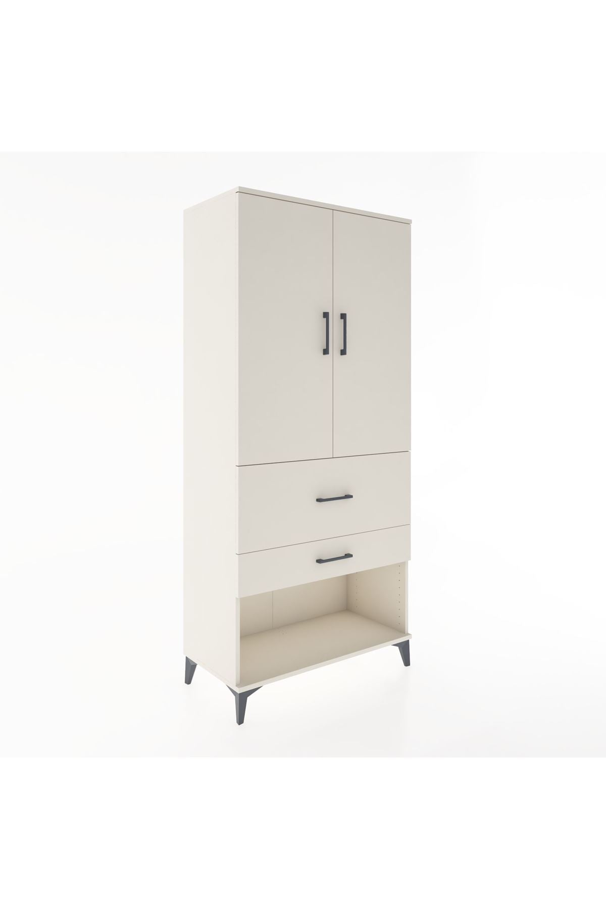 Hyperion Dolap Tek Raflı 2 Çekmeceli Tek Askılı 88x44x195 - S60M036V1B