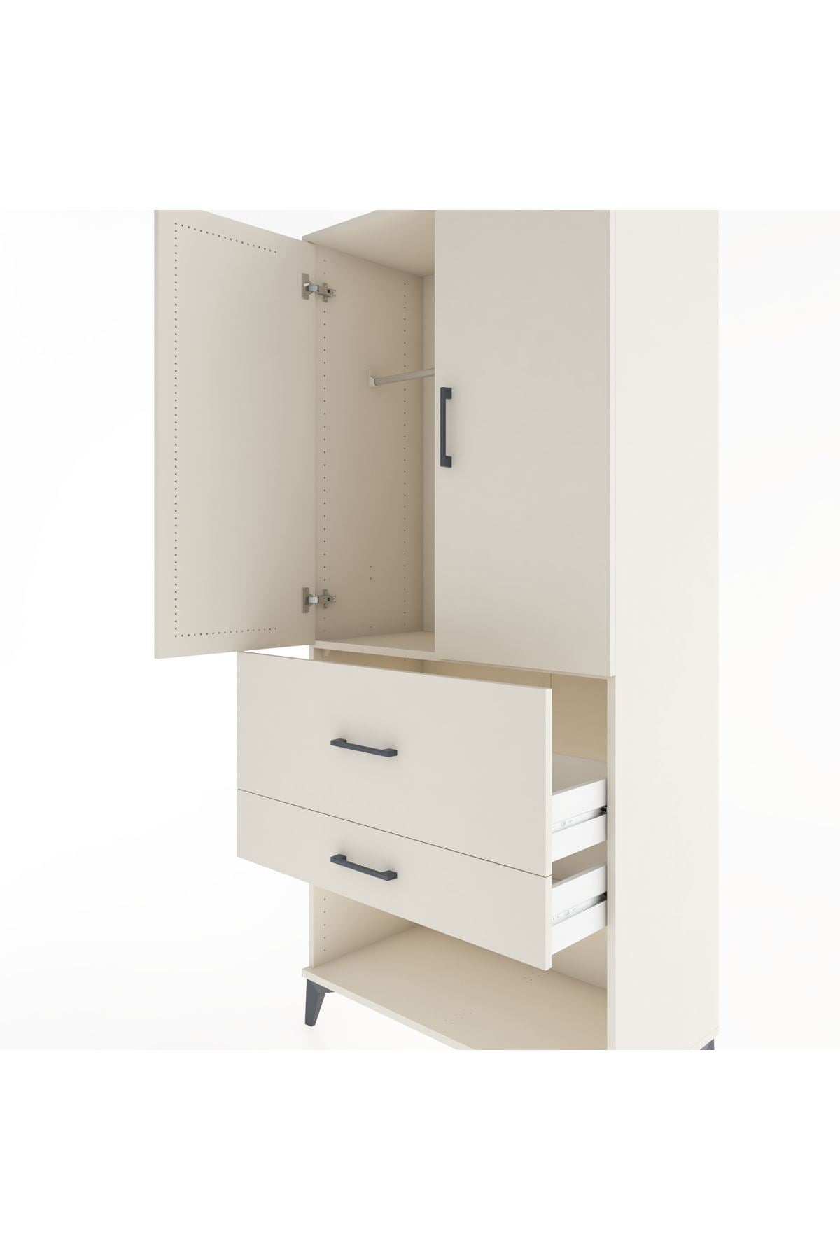 Hyperion Dolap Tek Raflı 2 Çekmeceli Tek Askılı 88x44x195 - S60M036V1B