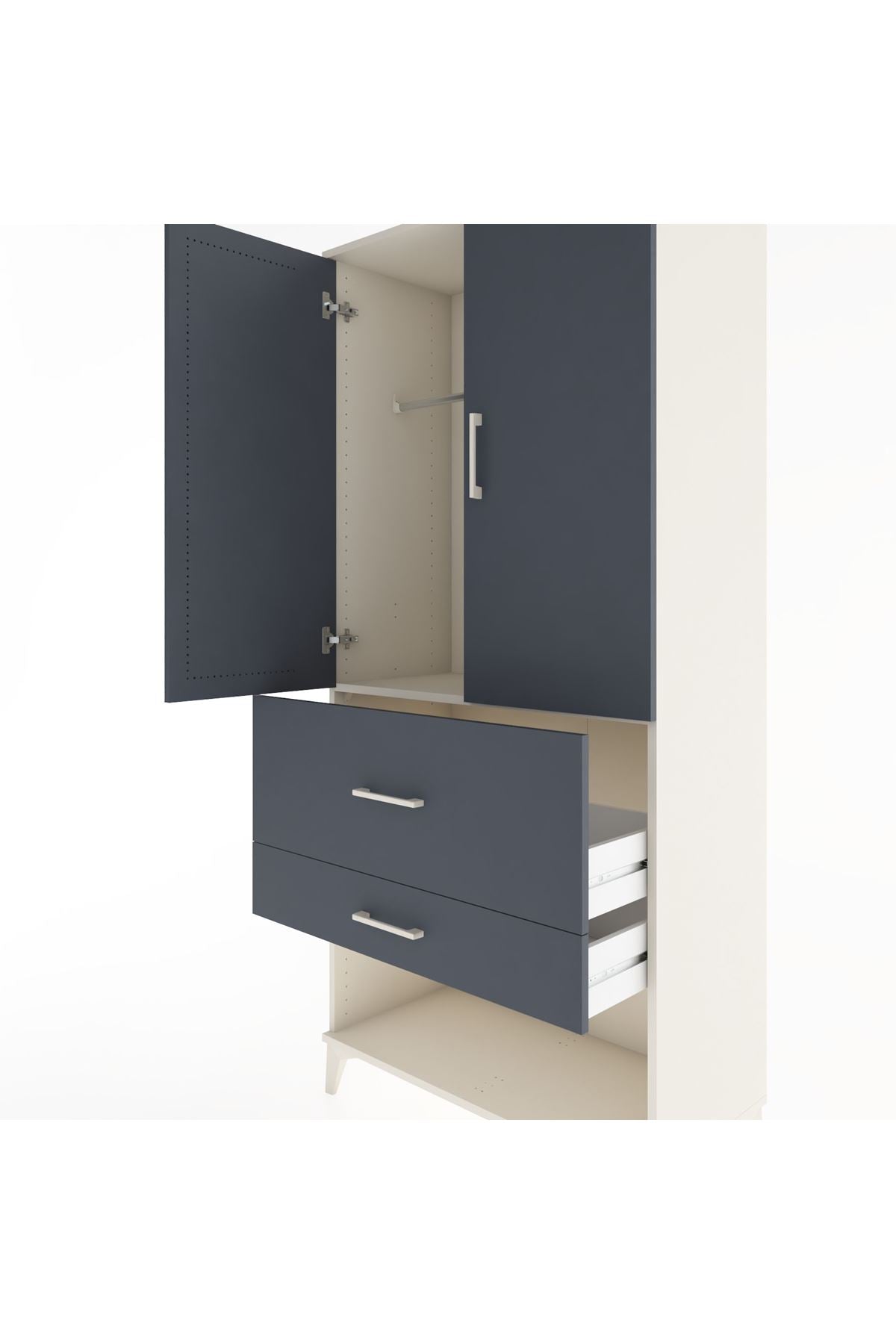 Hyperion Dolap Tek Raflı 2 Çekmeceli Tek Askılı 88x44x195 - S60M036V2B