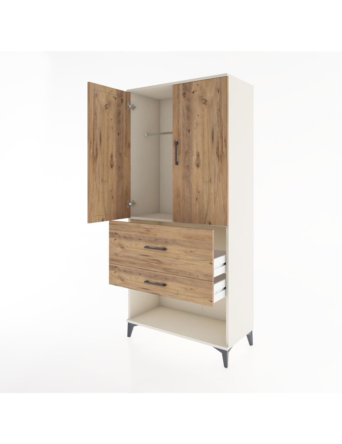 Hyperion Dolap Tek Raflı 2 Çekmeceli Tek Askılı 88x44x195 - S60M036V3B