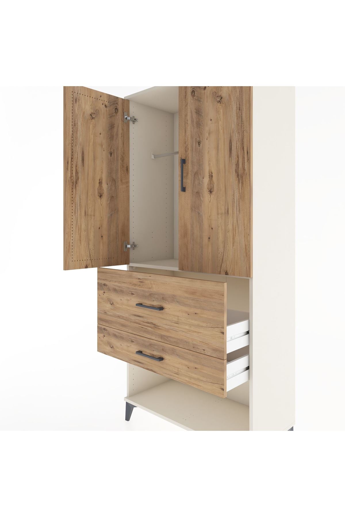 Hyperion Dolap Tek Raflı 2 Çekmeceli Tek Askılı 88x44x195 - S60M036V3B