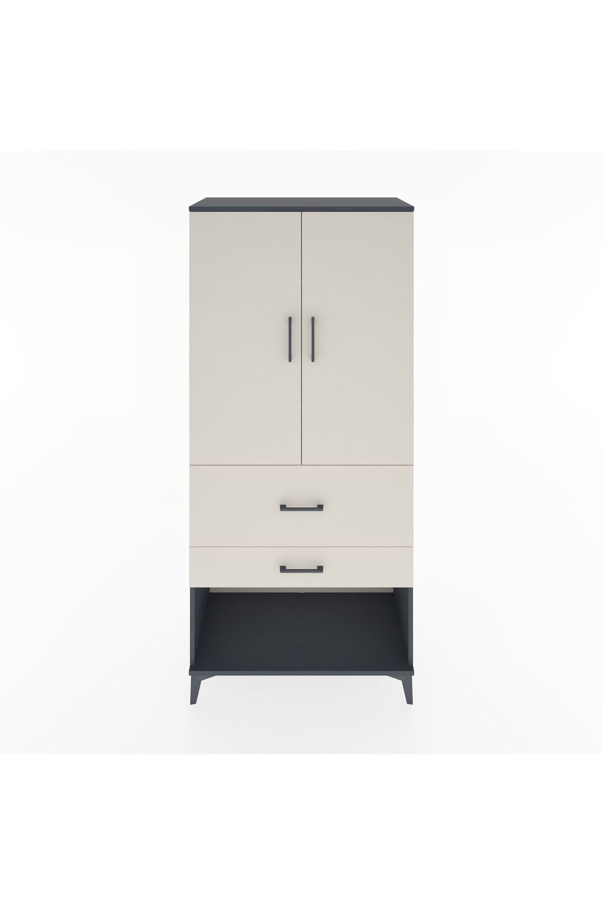 Hyperion Dolap Tek Raflı 2 Çekmeceli Tek Askılı 88x44x195 - S60M036V4B
