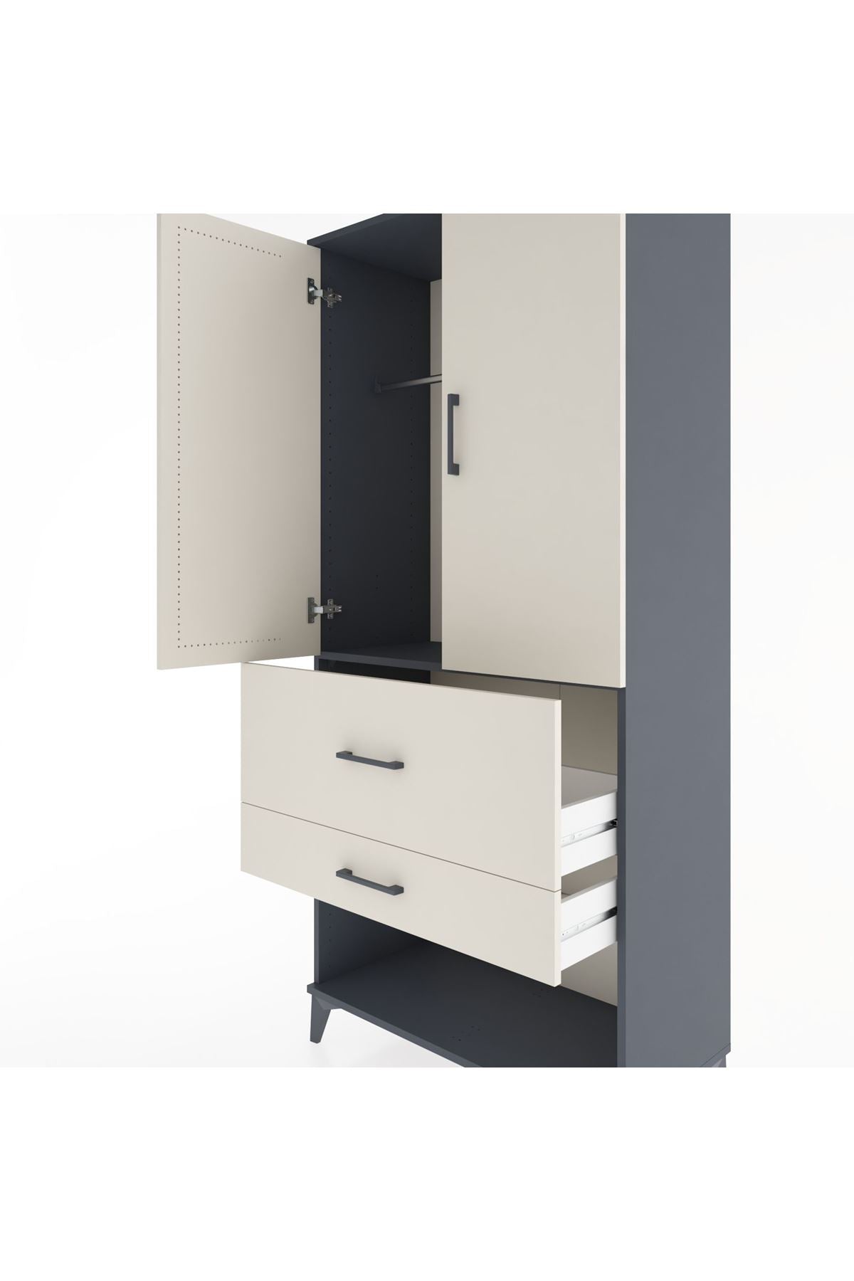Hyperion Dolap Tek Raflı 2 Çekmeceli Tek Askılı 88x44x195 - S60M036V4B