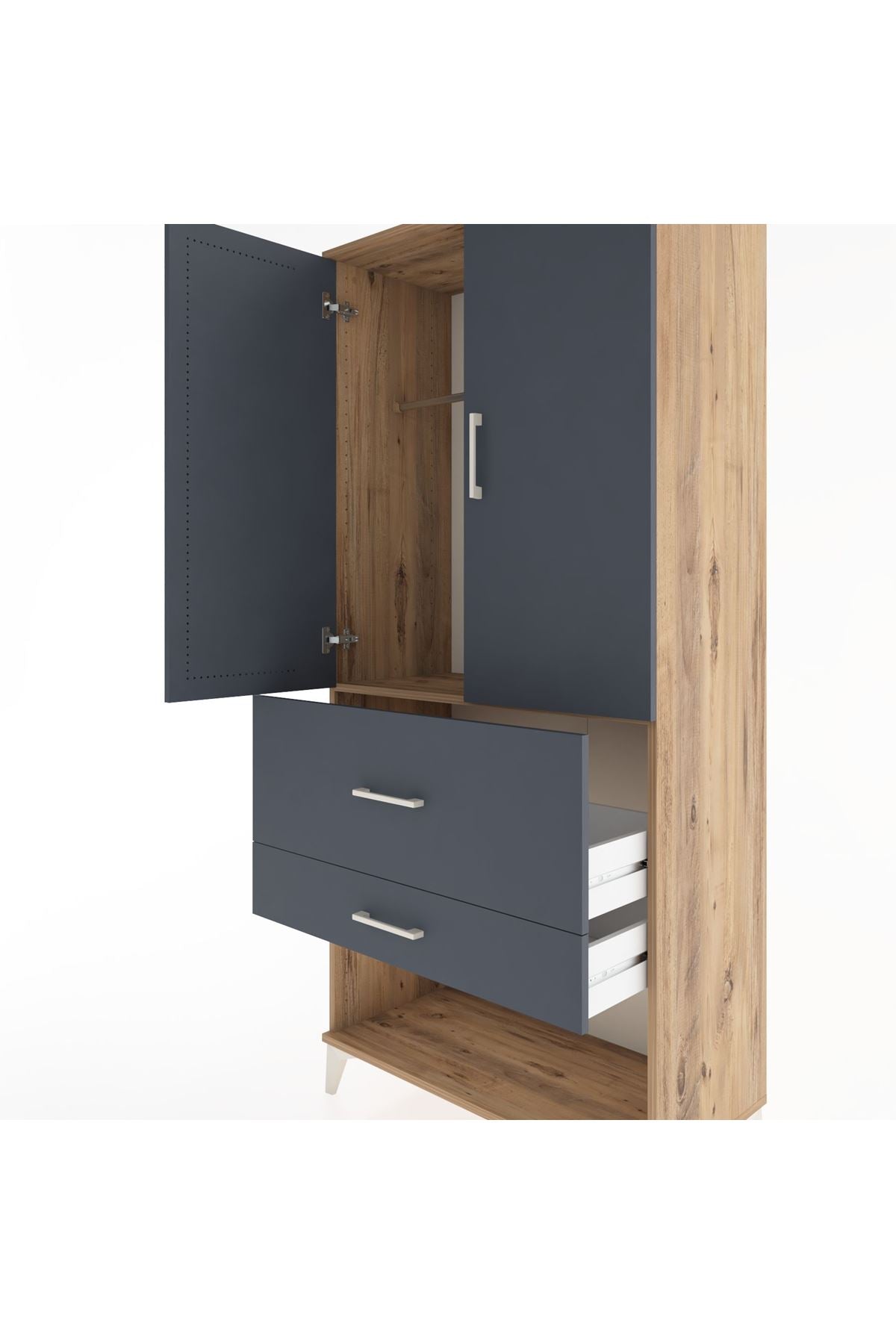 Hyperion Dolap Tek Raflı 2 Çekmeceli Tek Askılı 88x44x195 - S60M036V8B