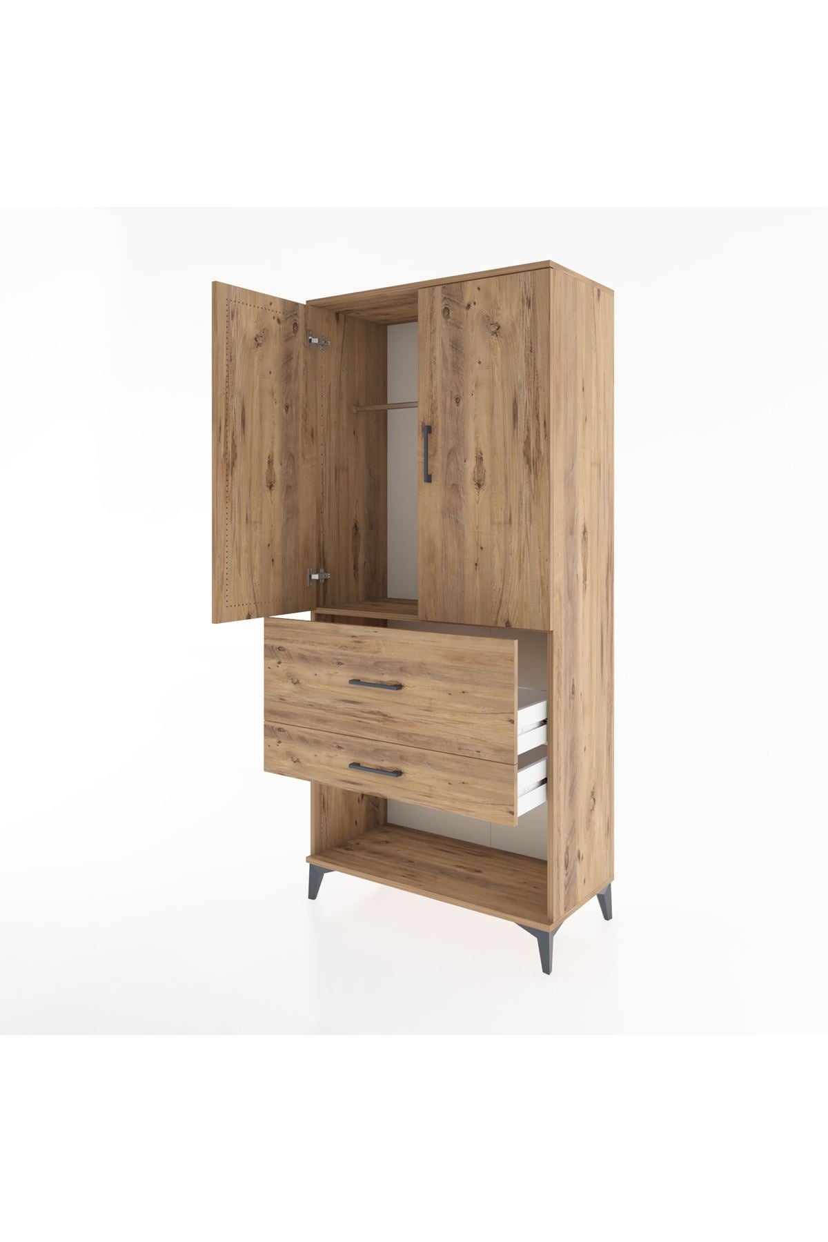 Hyperion Dolap Tek Raflı 2 Çekmeceli Tek Askılı 88x44x195 - S60M036V9B