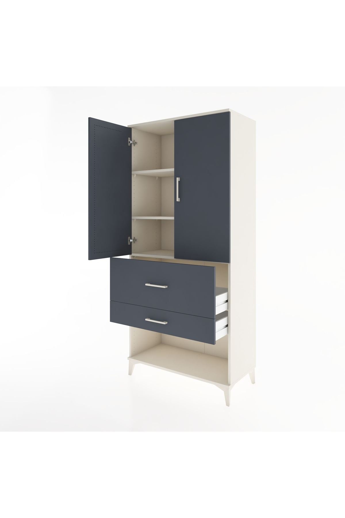 Hyperion Dolap 3 Raflı 2 Çekmeceli 2 Kapaklı 88x44x195 - S60M037V2B