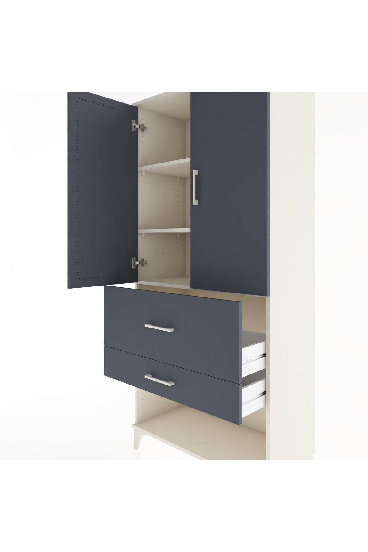 Hyperion Dolap 3 Raflı 2 Çekmeceli 2 Kapaklı 88x44x195 - S60M037V2B