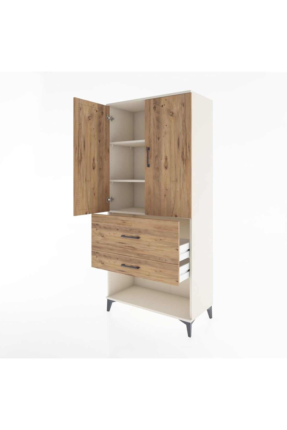 Hyperion Dolap 3 Raflı 2 Çekmeceli 2 Kapaklı 88x44x195 - S60M037V3B