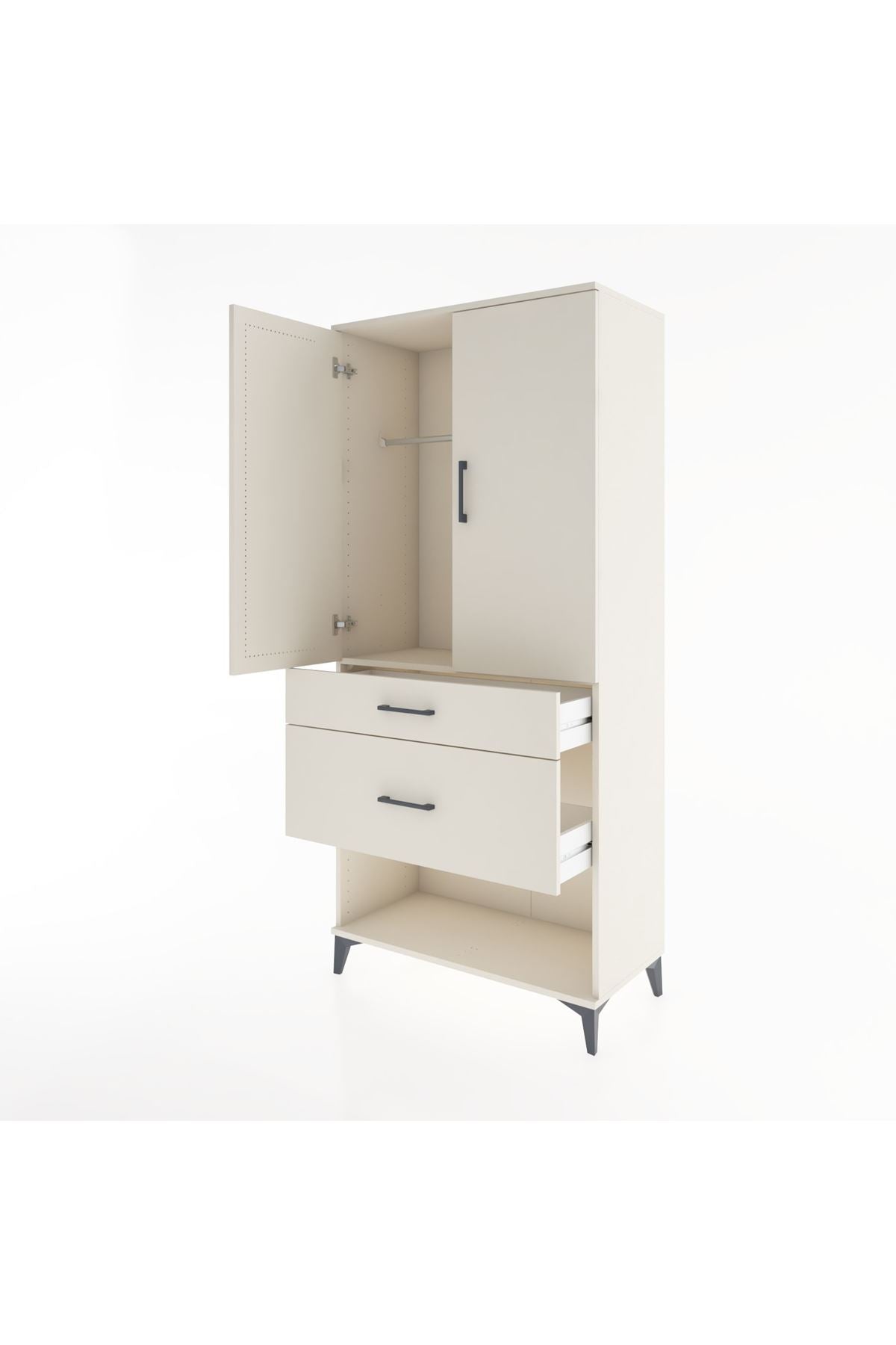 Hyperion Dolap Tek Raflı 2 Çekmeceli Tek Askılı 88x44x195 - S60M038V1B