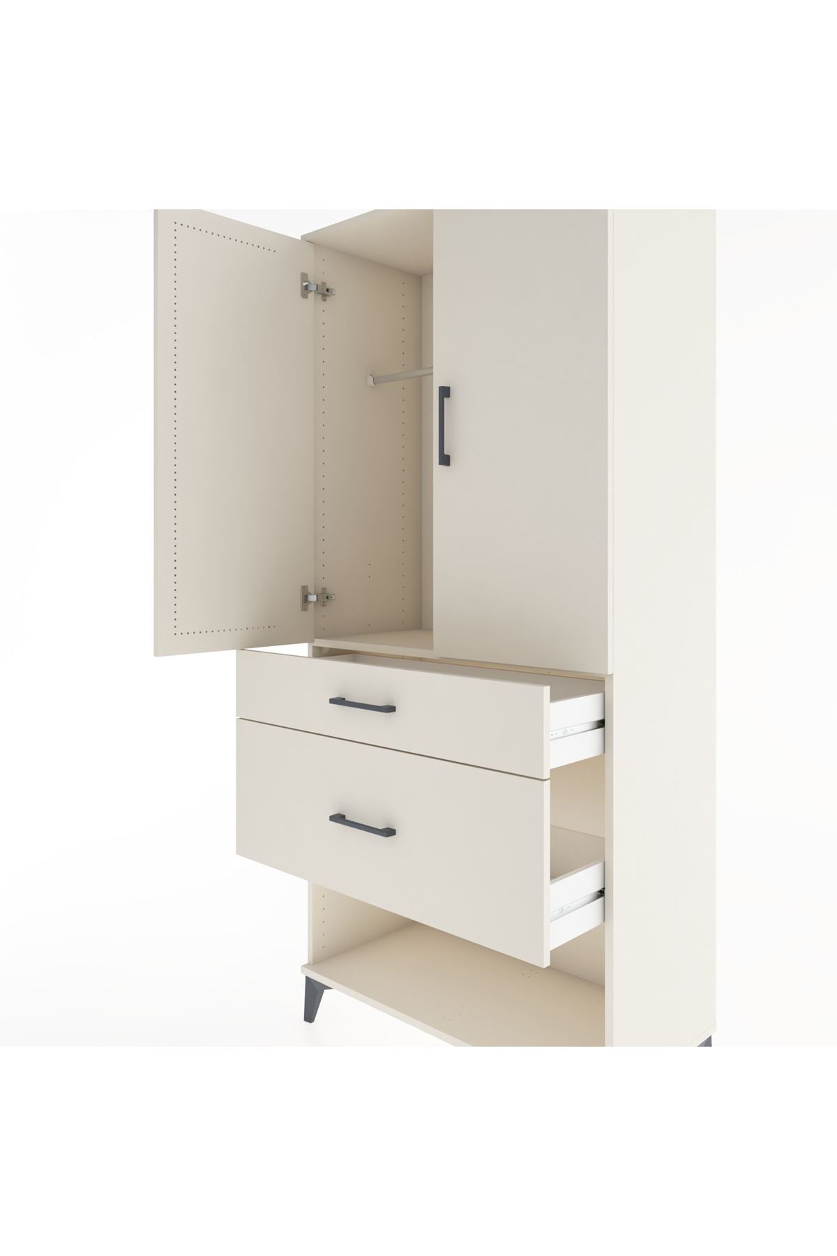Hyperion Dolap Tek Raflı 2 Çekmeceli Tek Askılı 88x44x195 - S60M038V1B