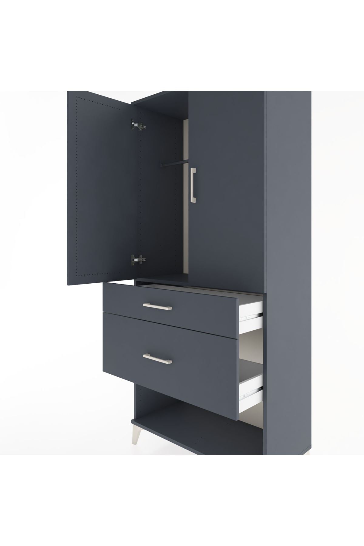 Hyperion Dolap Tek Raflı 2 Çekmeceli Tek Askılı 88x44x195 - S60M038V5B