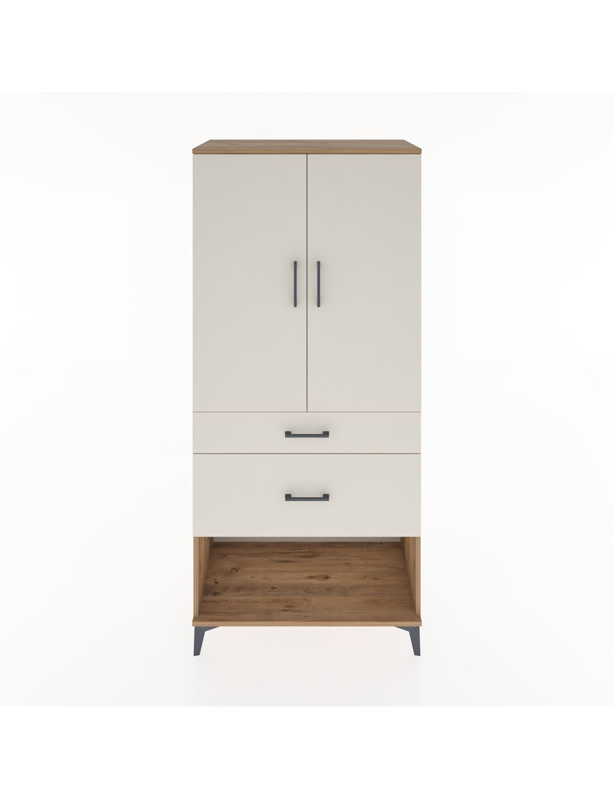 Hyperion Dolap Tek Raflı 2 Çekmeceli Tek Askılı 88x44x195 - S60M038V7B