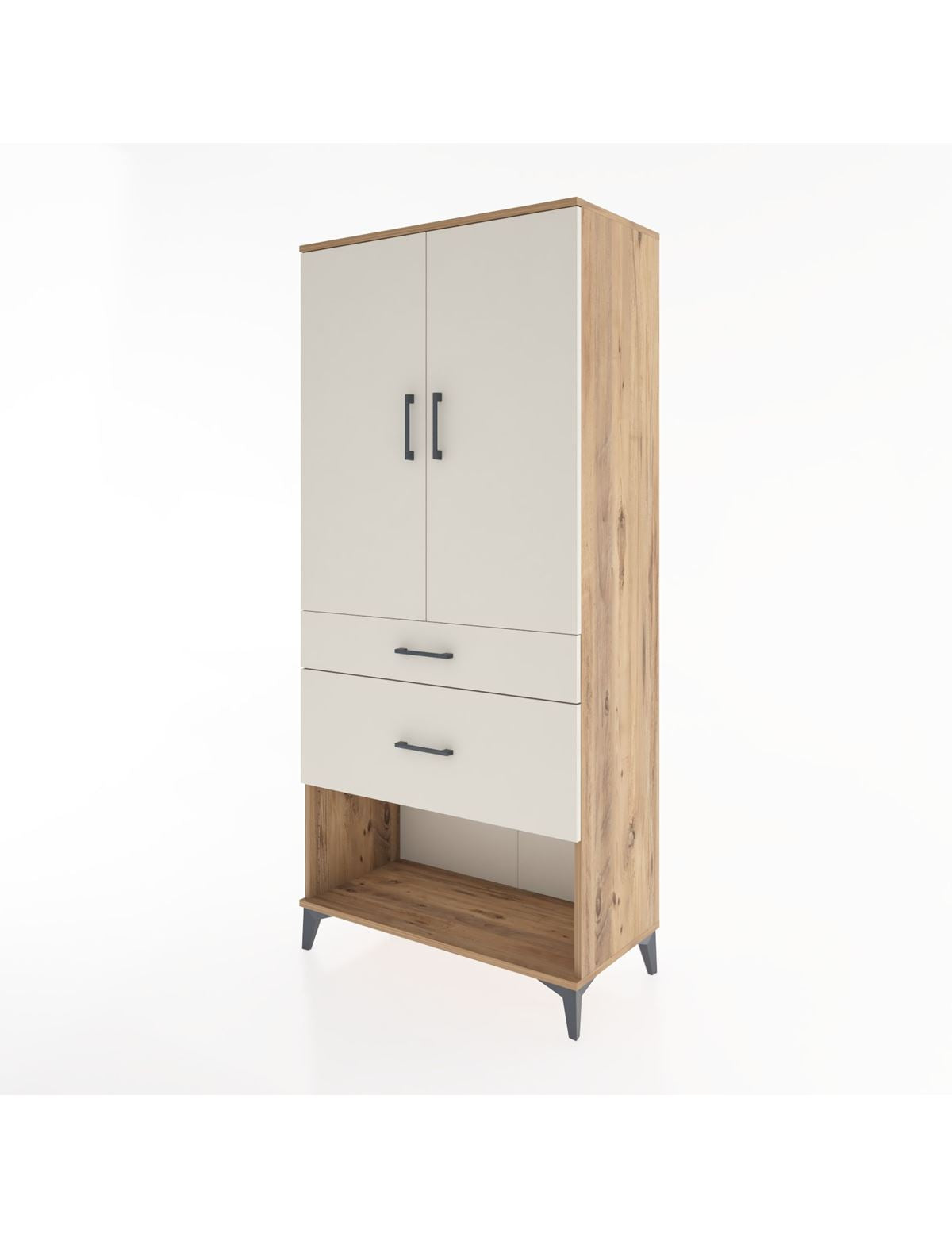 Hyperion Dolap Tek Raflı 2 Çekmeceli Tek Askılı 88x44x195 - S60M038V7B