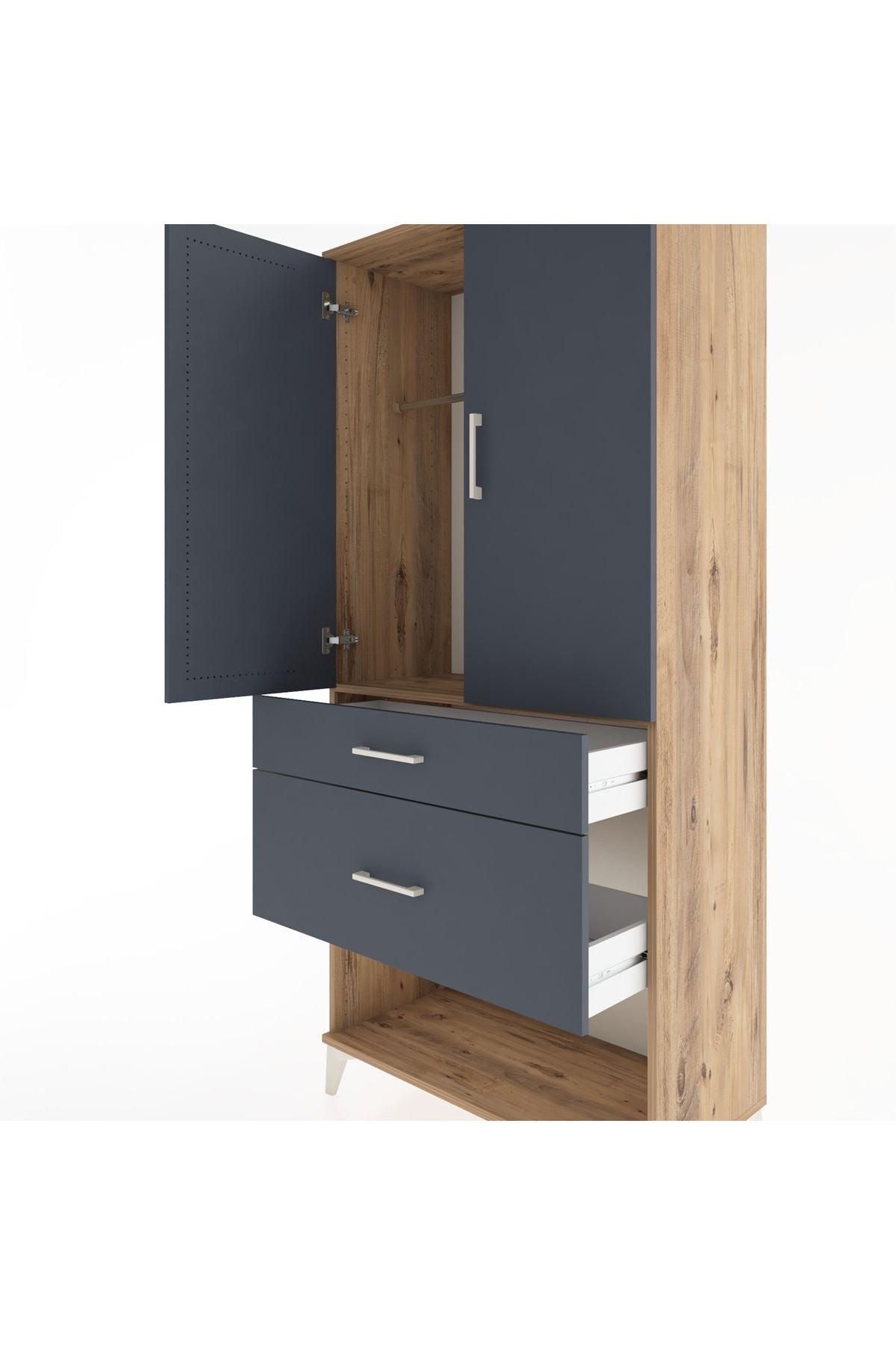 Hyperion Dolap Tek Raflı 2 Çekmeceli Tek Askılı 88x44x195 - S60M038V8B