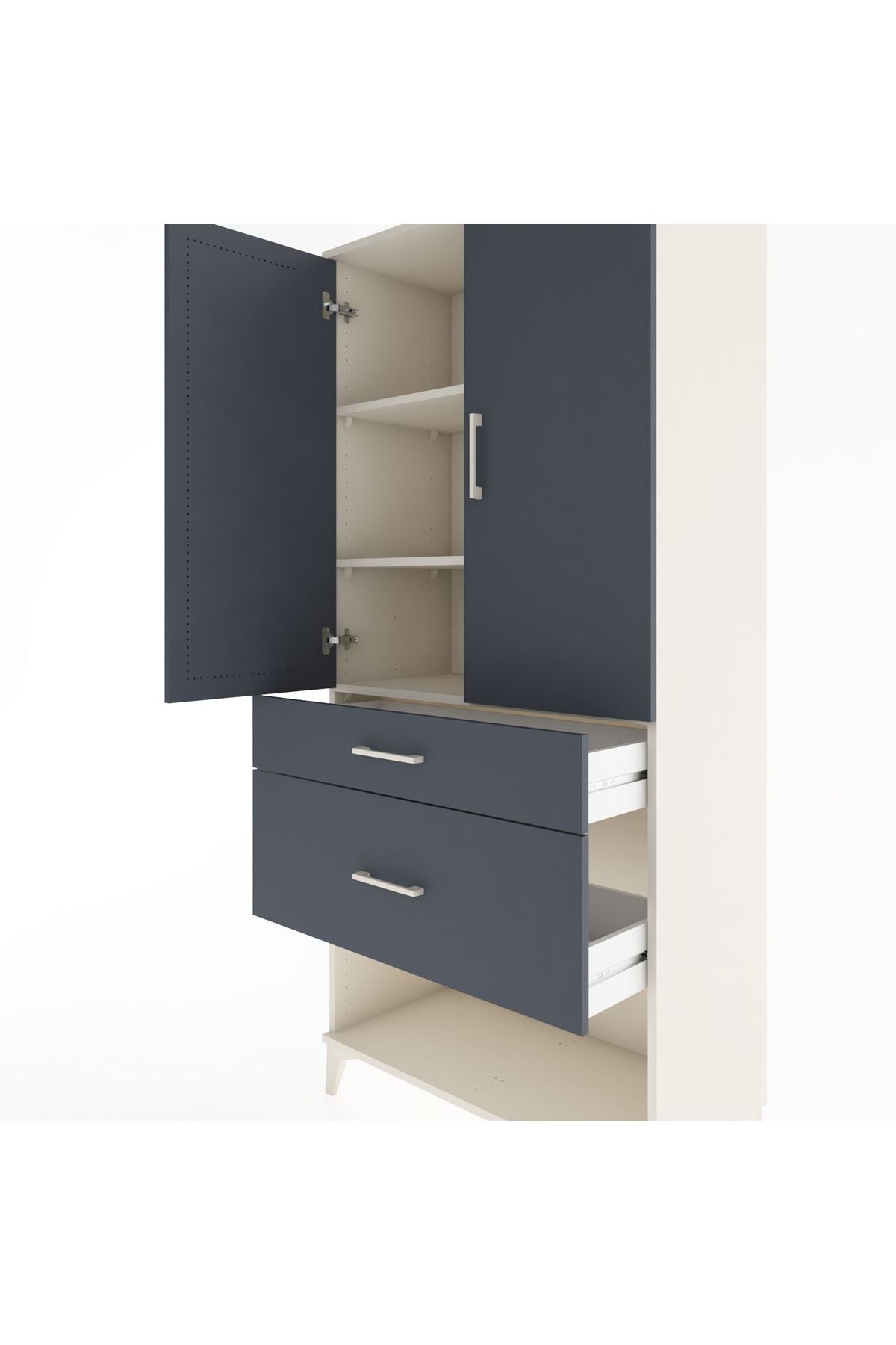 Hyperion Dolap 3 Raflı 2 Çekmeceli 2 Kapaklı 88x44x195 - S60M039V2B