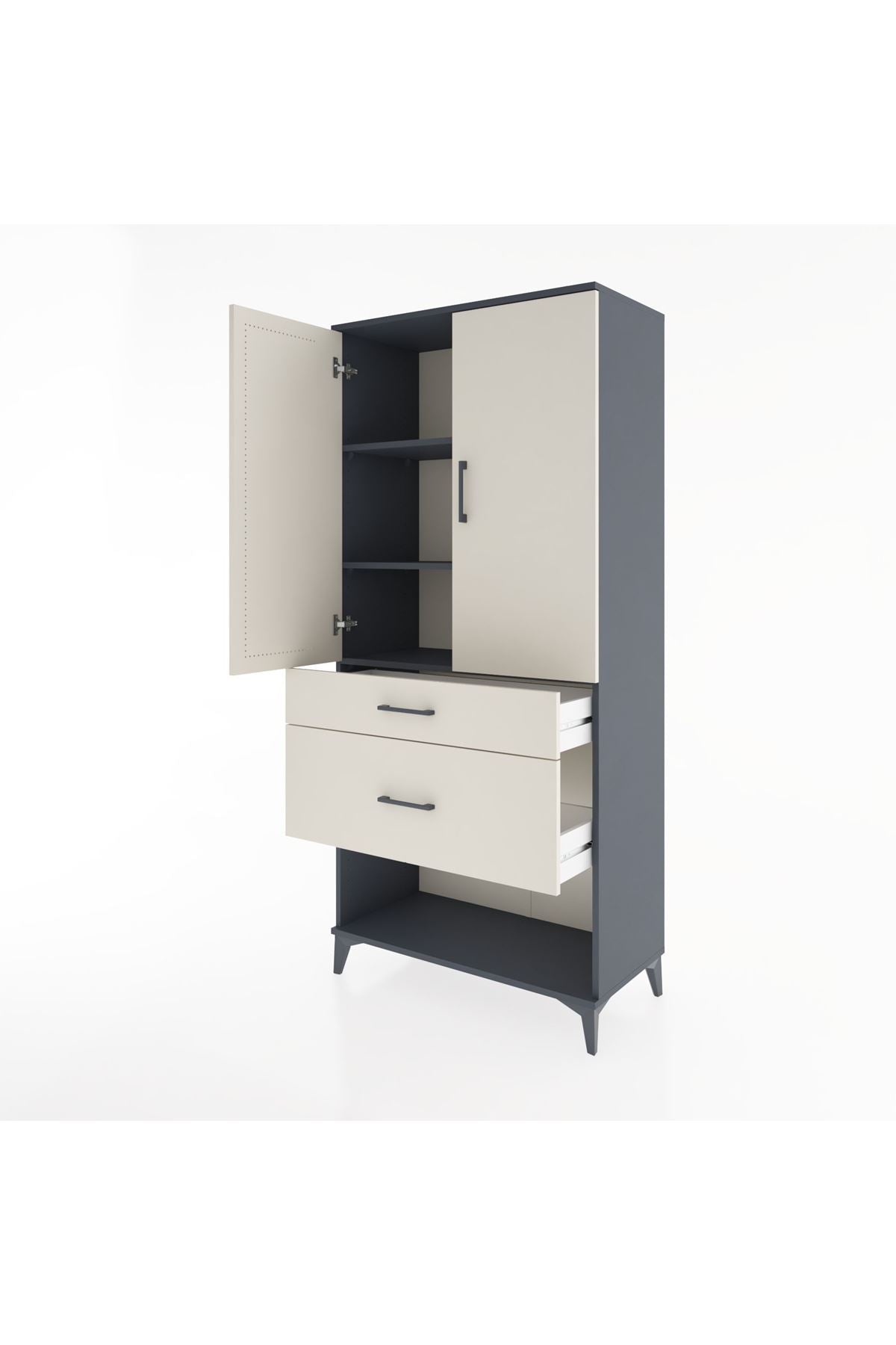 Hyperion Dolap 3 Raflı 2 Çekmeceli 2 Kapaklı 88x44x195 - S60M039V4B