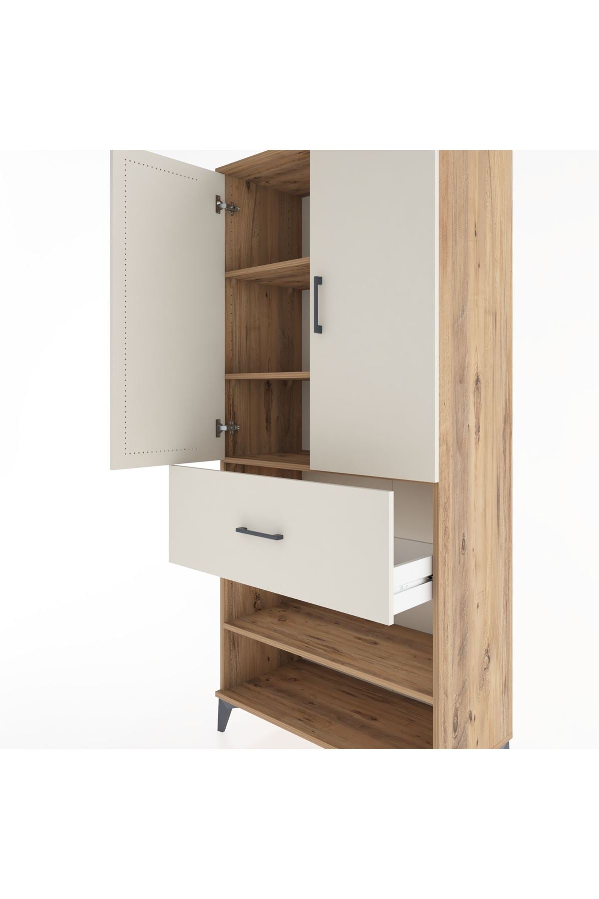 Hyperion Dolap 4 Raflı Tek Çekmeceli 2 Kapaklı 88x44x195 - S60M041V7B
