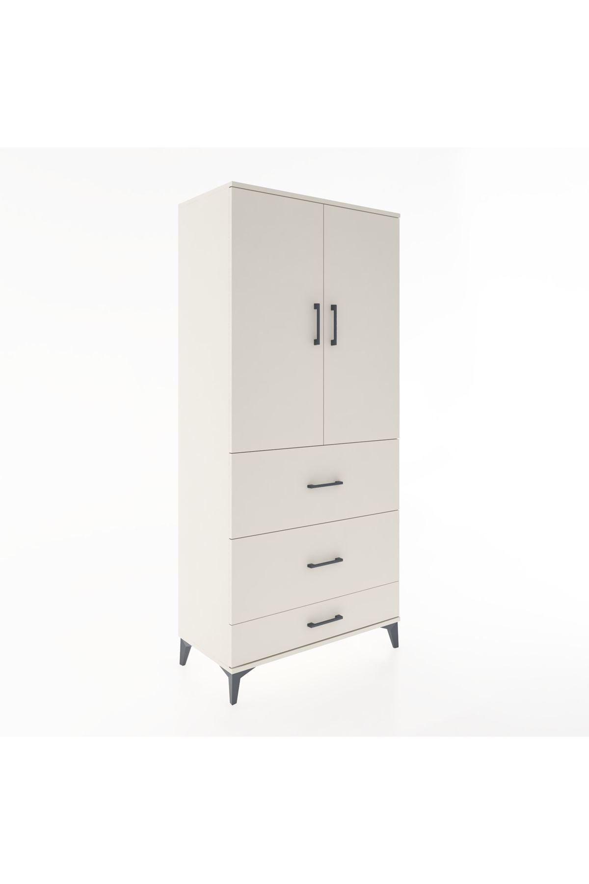 Hyperion Dolap Tek Raflı 3 Çekmeceli Tek Askılı 88x44x195 - S60M042V1B
