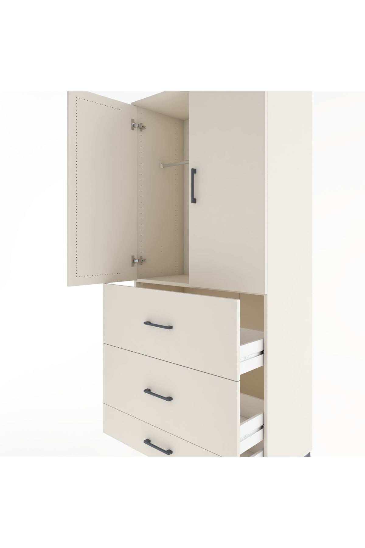 Hyperion Dolap Tek Raflı 3 Çekmeceli Tek Askılı 88x44x195 - S60M042V1B