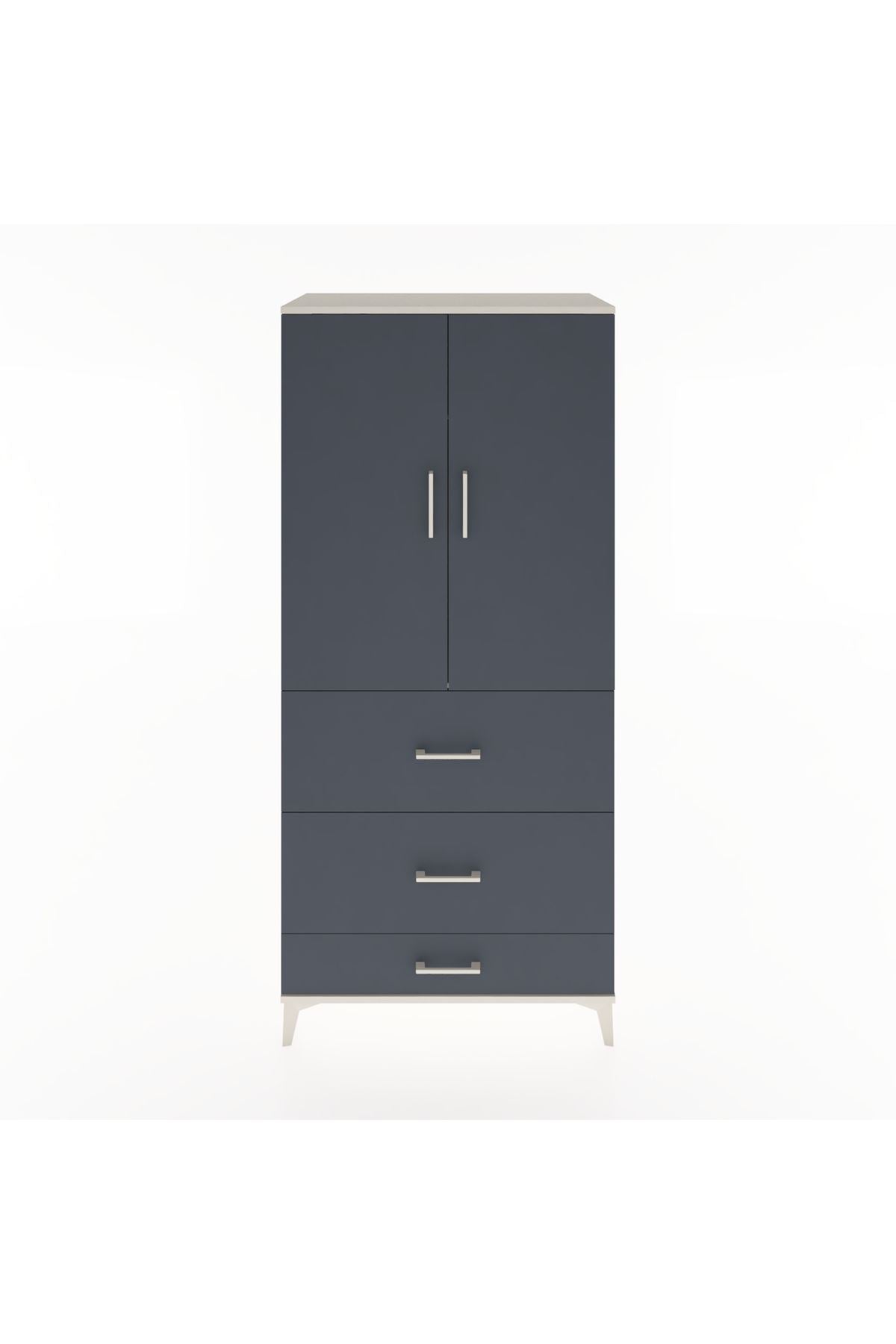 Hyperion Dolap Tek Raflı 3 Çekmeceli Tek Askılı 88x44x195 - S60M042V2B